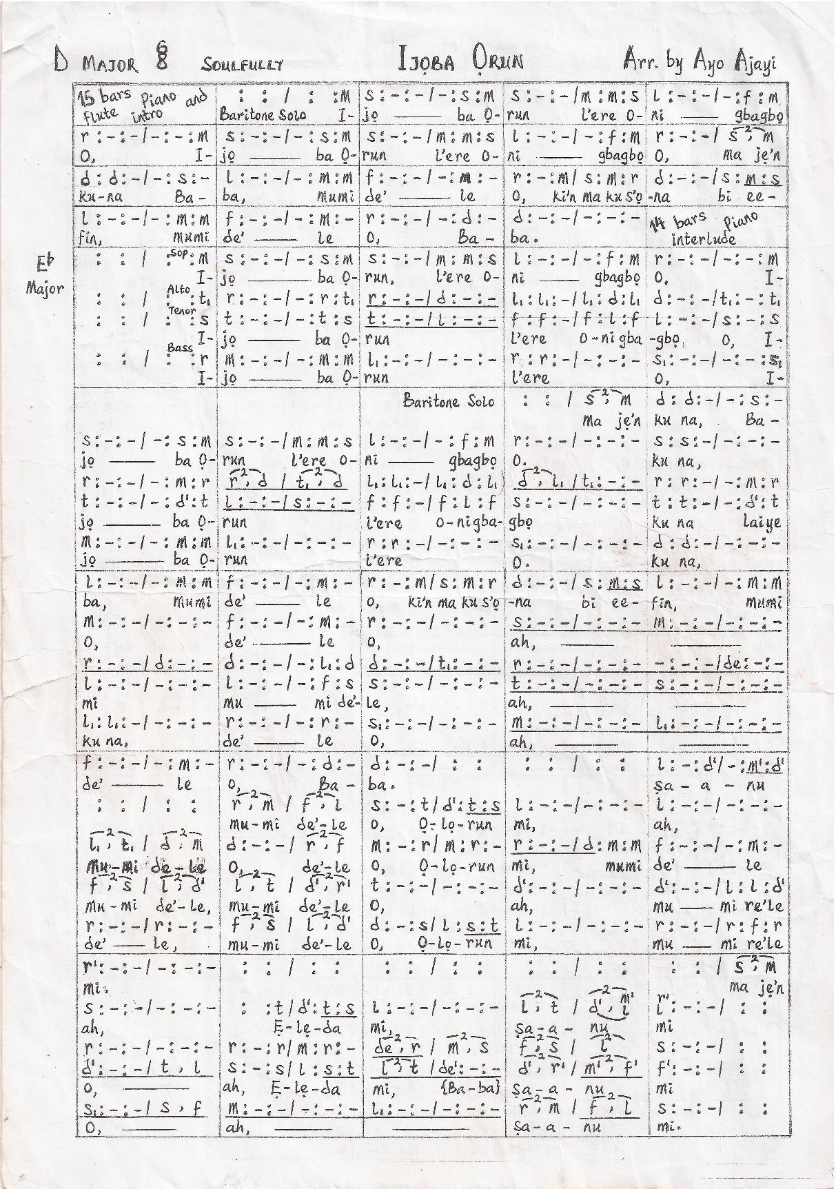 Ijoba Orun - Arr. Ayo Ajayi - Download Choir Script PDF