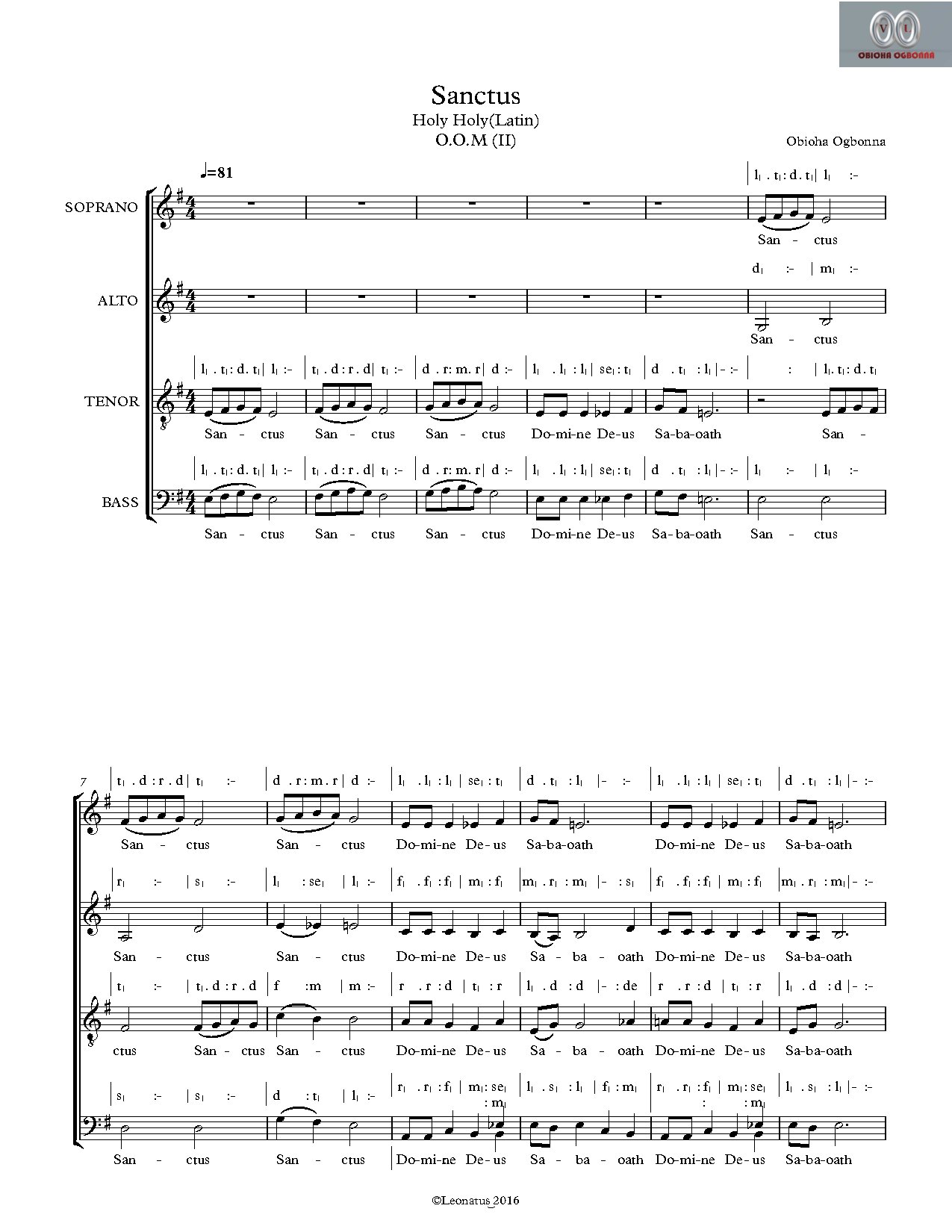 Ogbonna-obioha-sanctus-sanctus-sanctus-ii-obioha-ogbonna- - Download Choir Script PDF