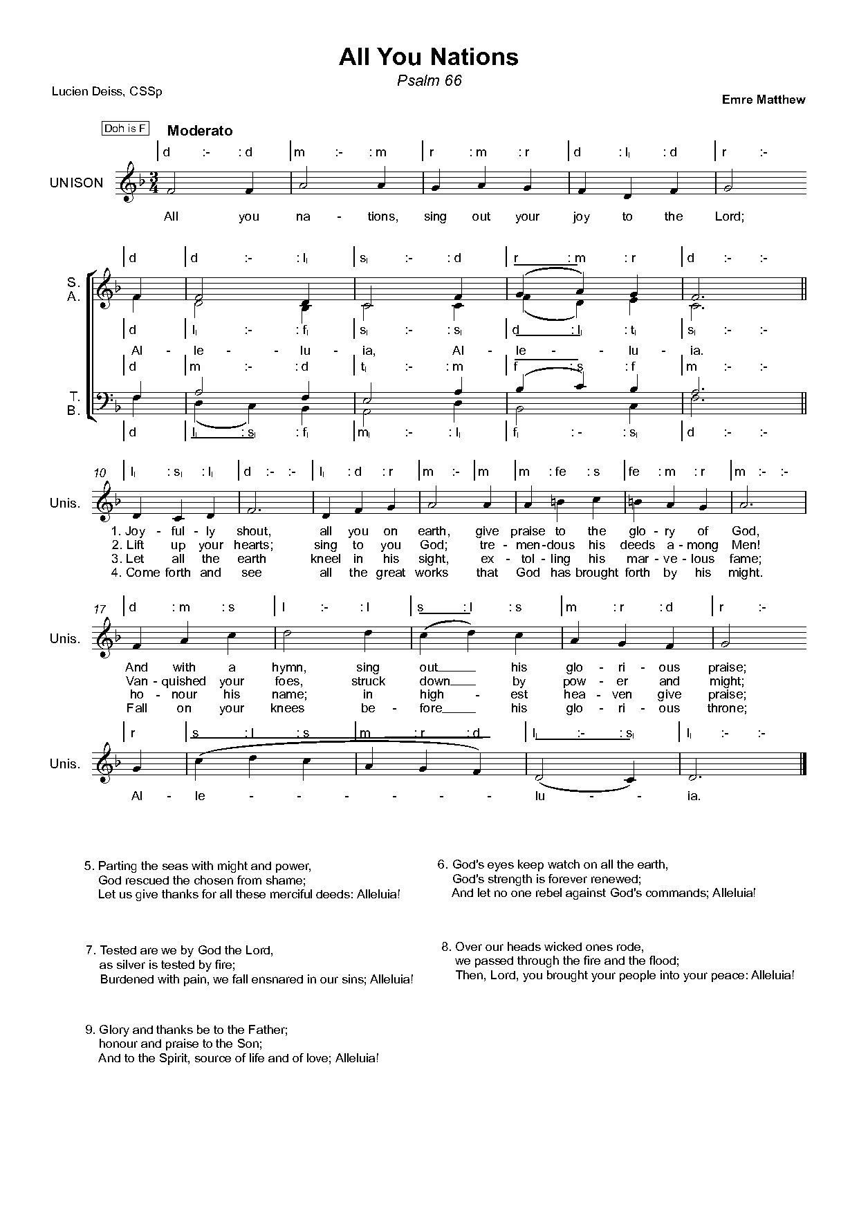 All You Nations - Full Score - Download Choir Script PDF