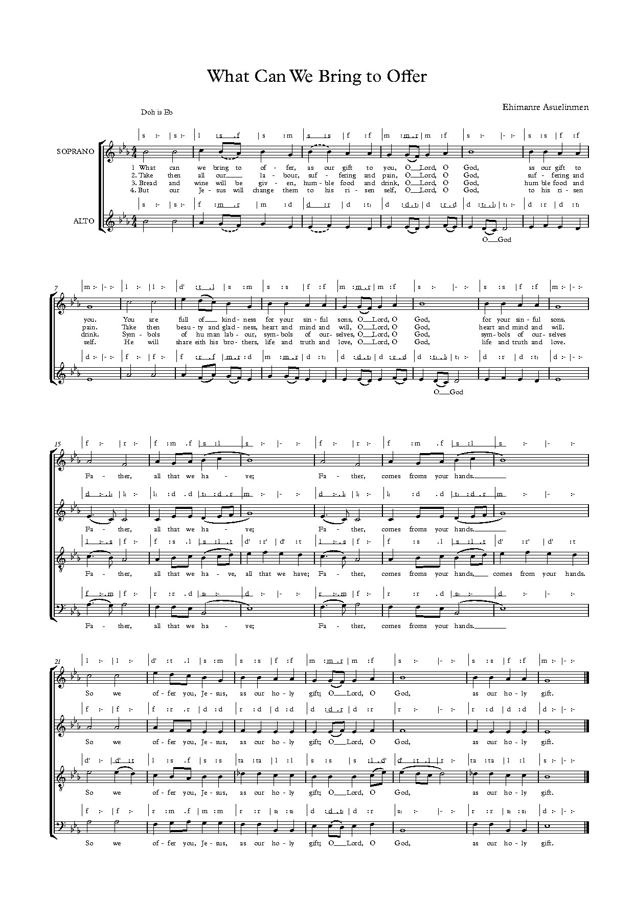What Can We Bring To Offer - Full Score - Download Choir Script PDF