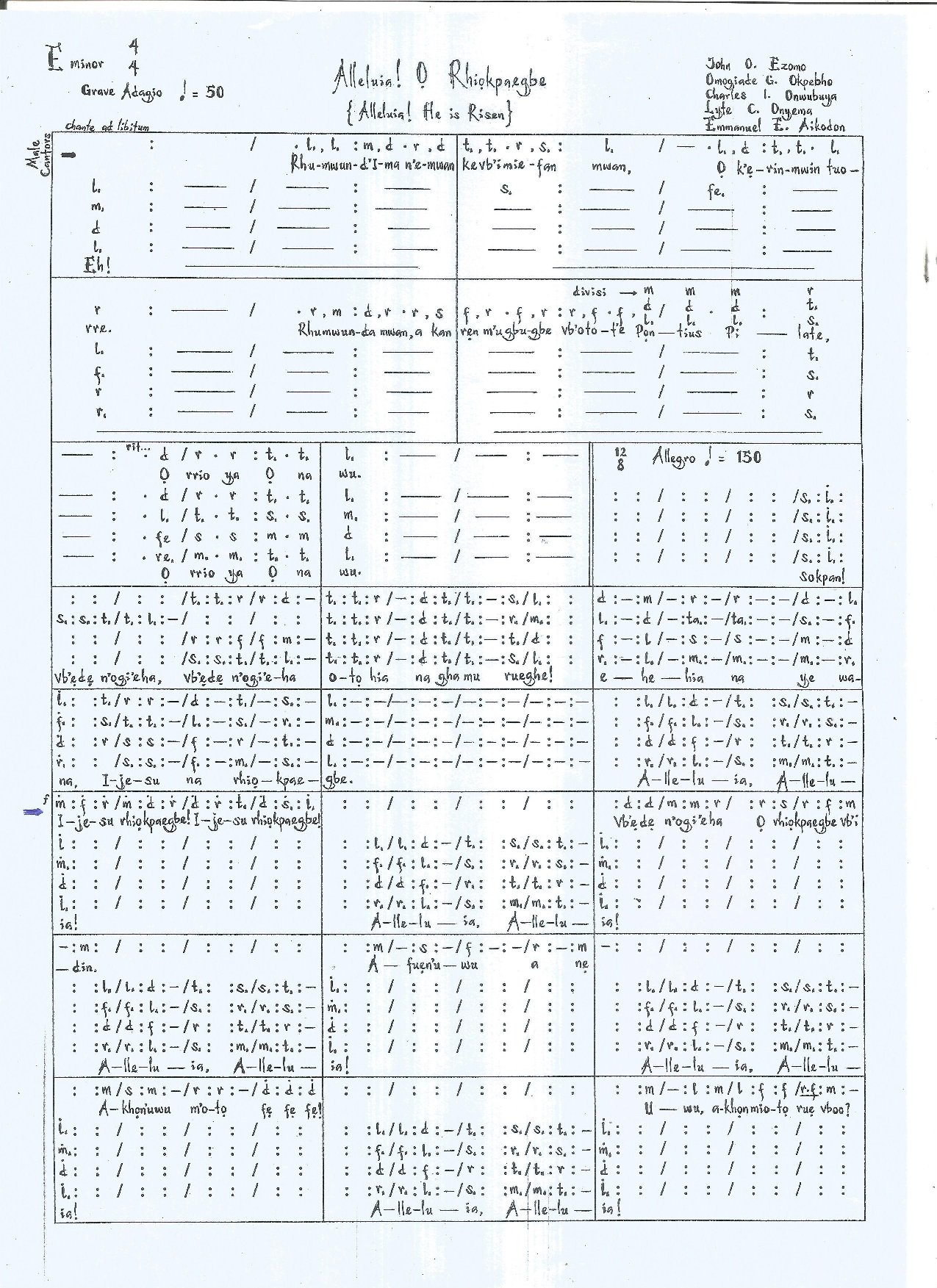 Alleluia! Ọ Rhiọkpaegbe - Uniben Motet 1 - Download Choir Script PDF