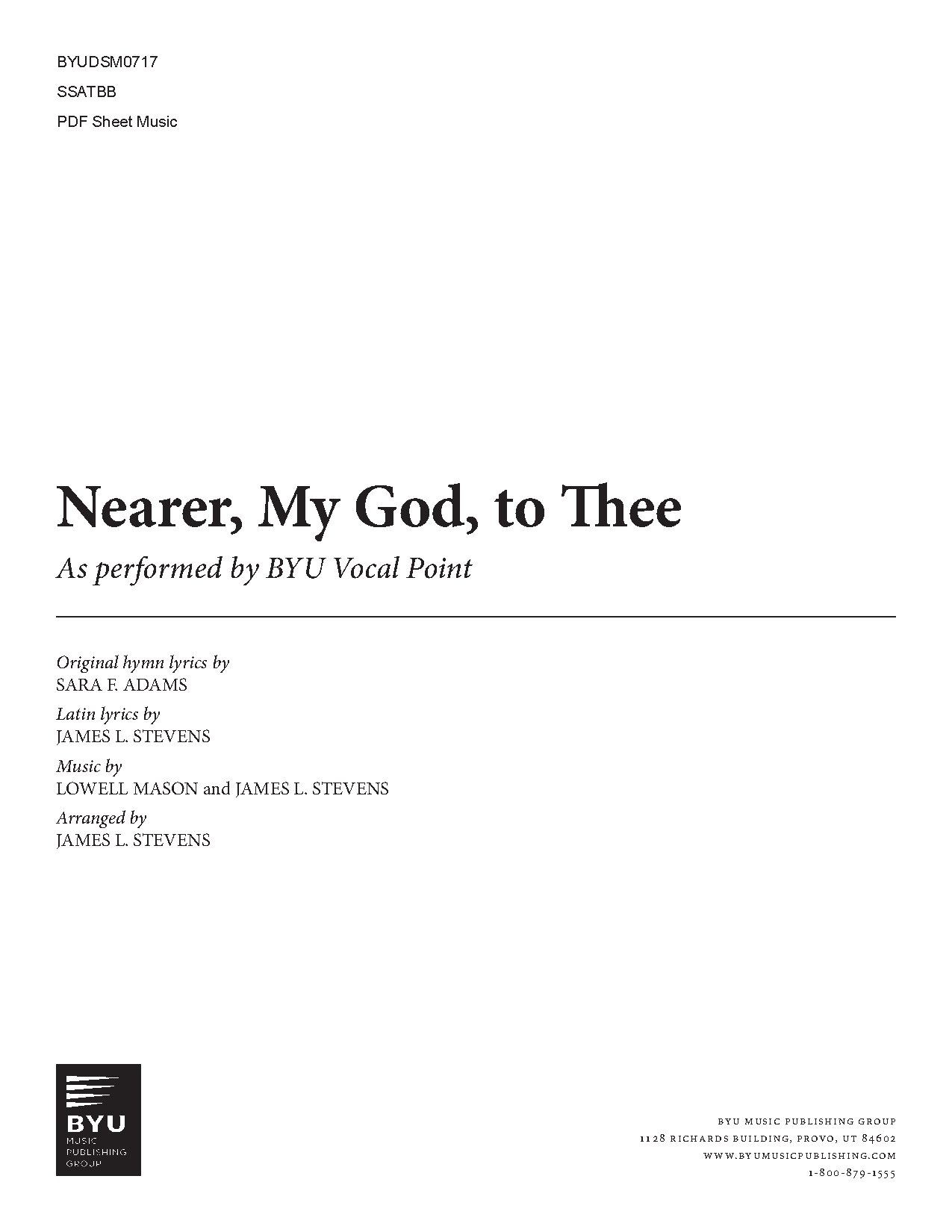 Nearer My God To Thee-arr. By James Stevens Satb Sheet Music - Download Choir Script PDF