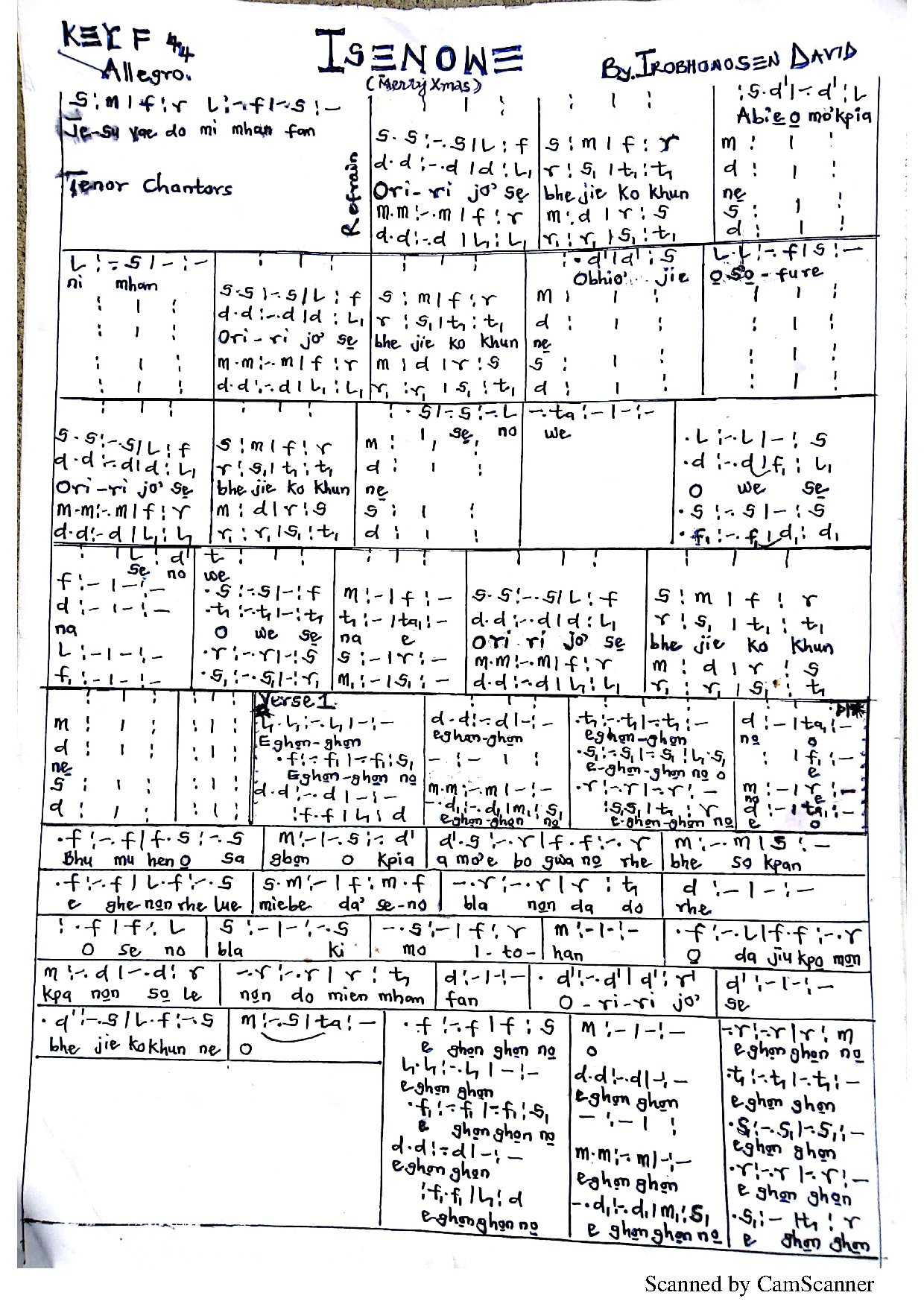 Isenowe. David Irobonosen - Download Choir Script PDF