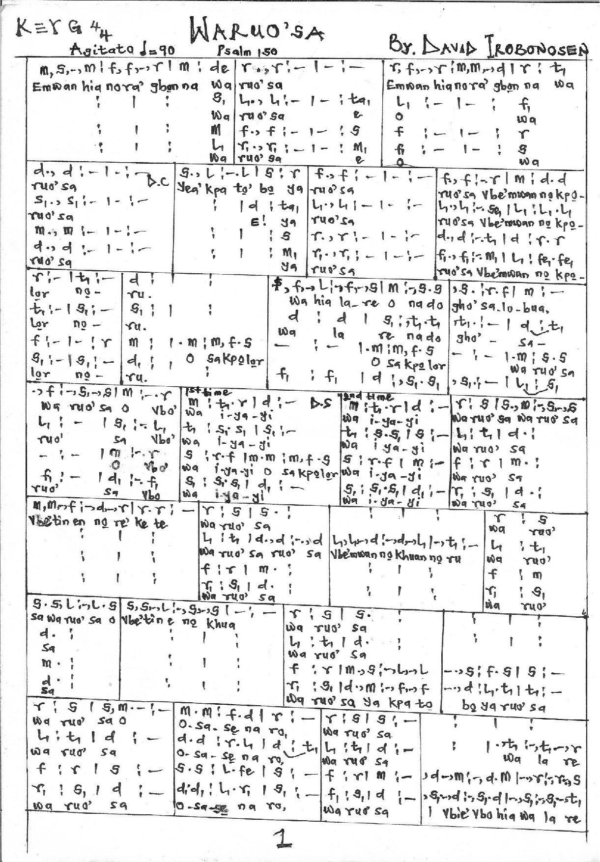Waruo Sa - Download Choir Script PDF