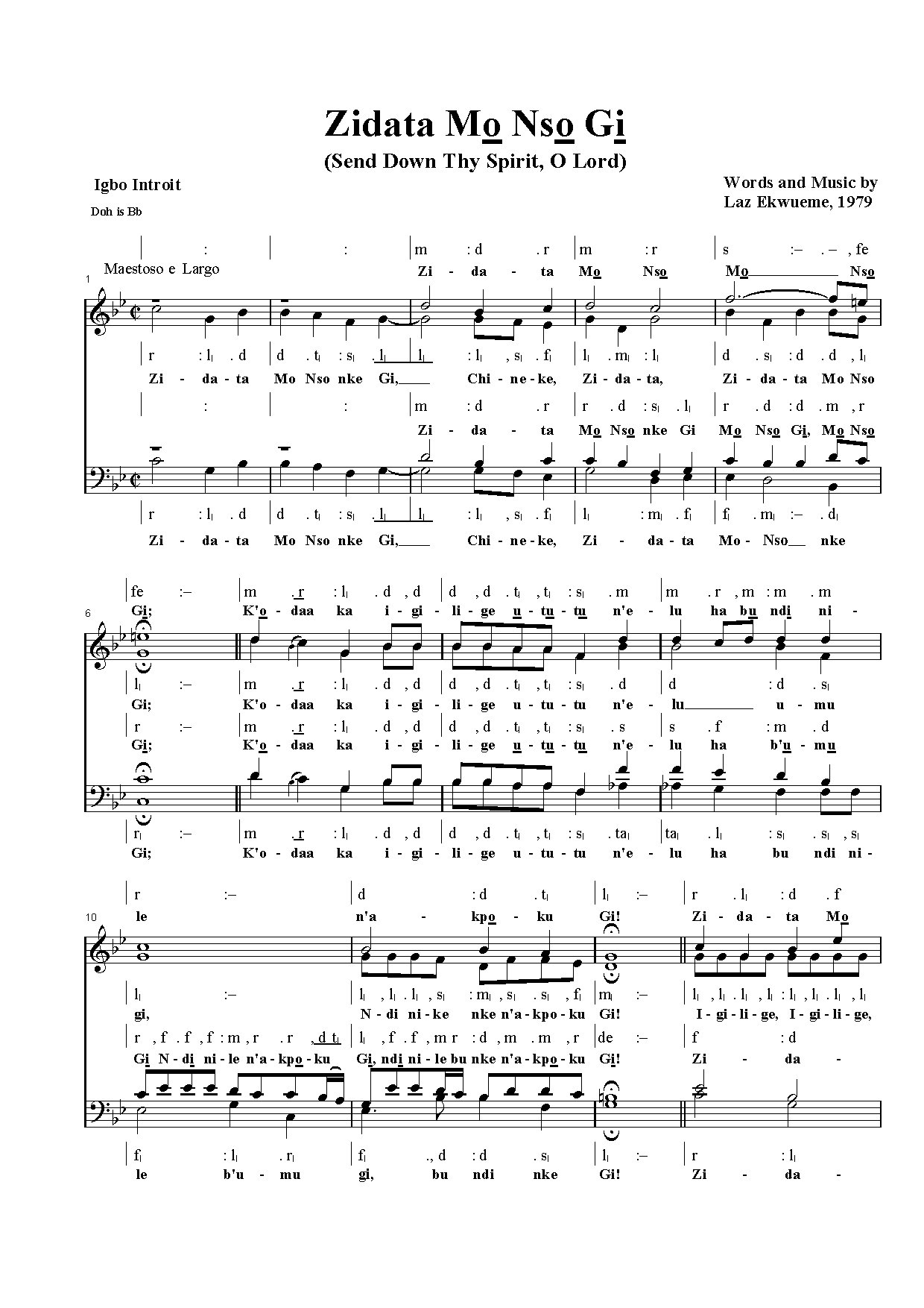 Zidata Mo Nso Gi - Download Choir Script PDF