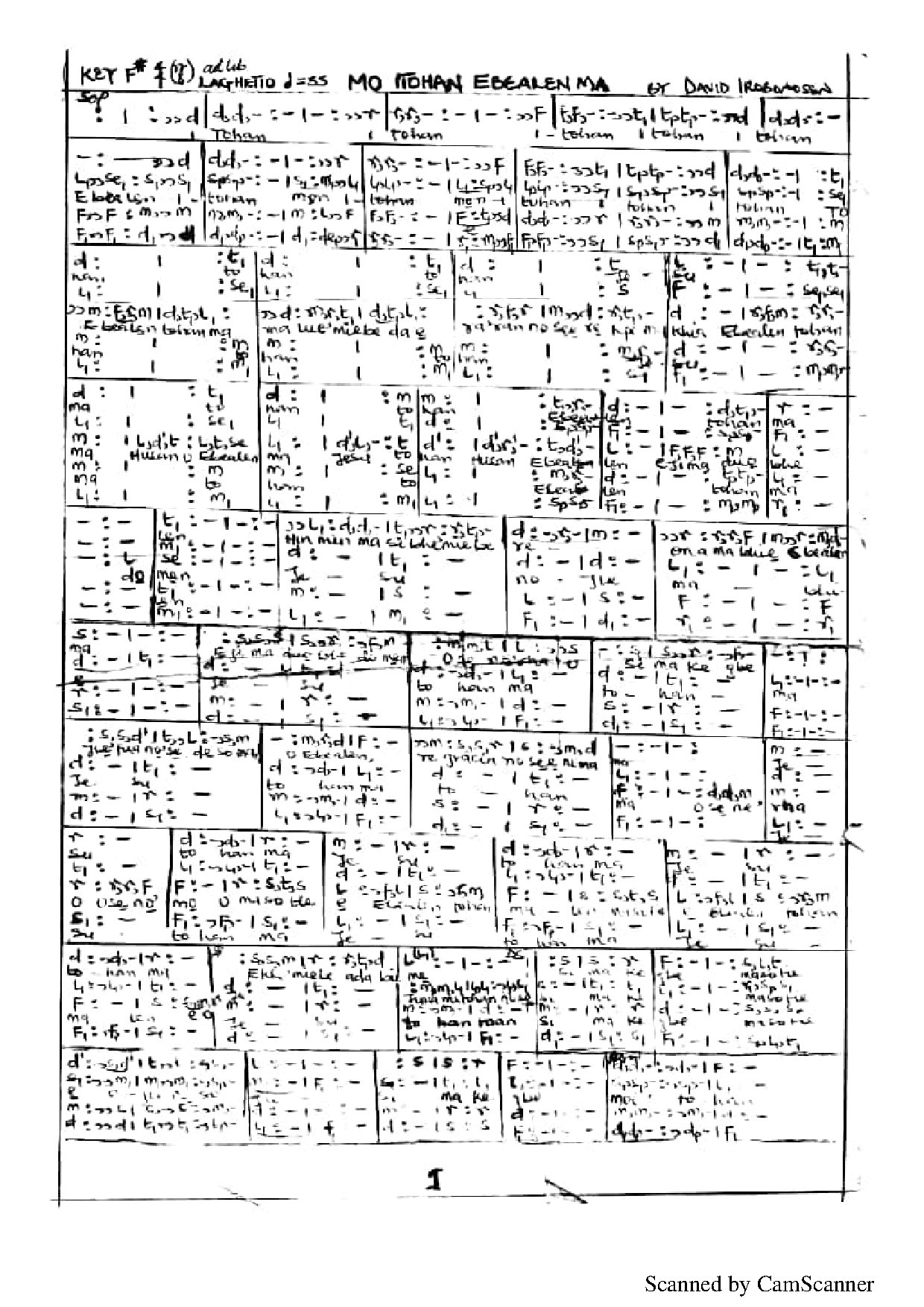 Mo Itohan, Ebeanlen Ma - Download Choir Script PDF