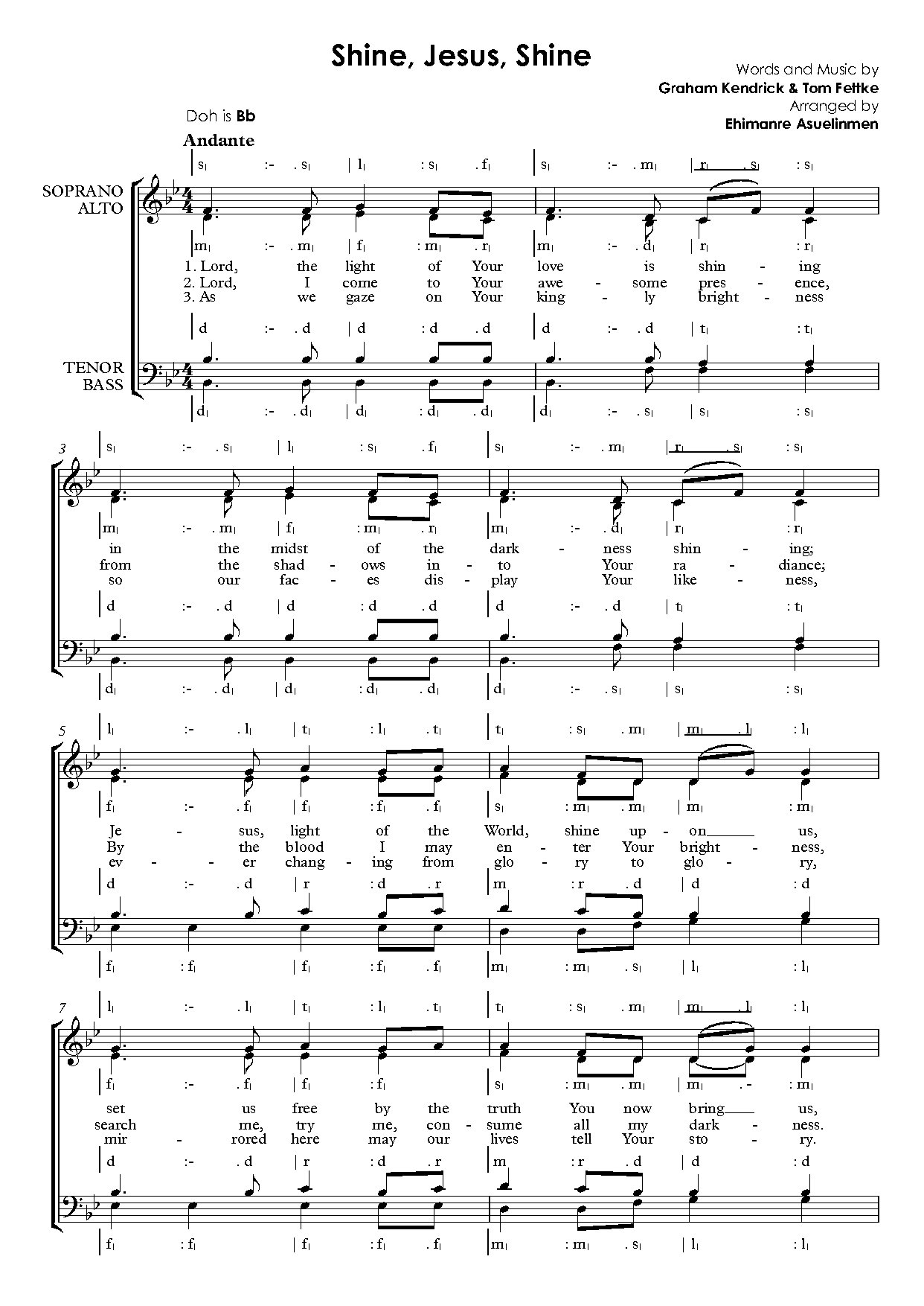 Shine, Jesus, Shine - Full Score - Download Choir Script PDF
