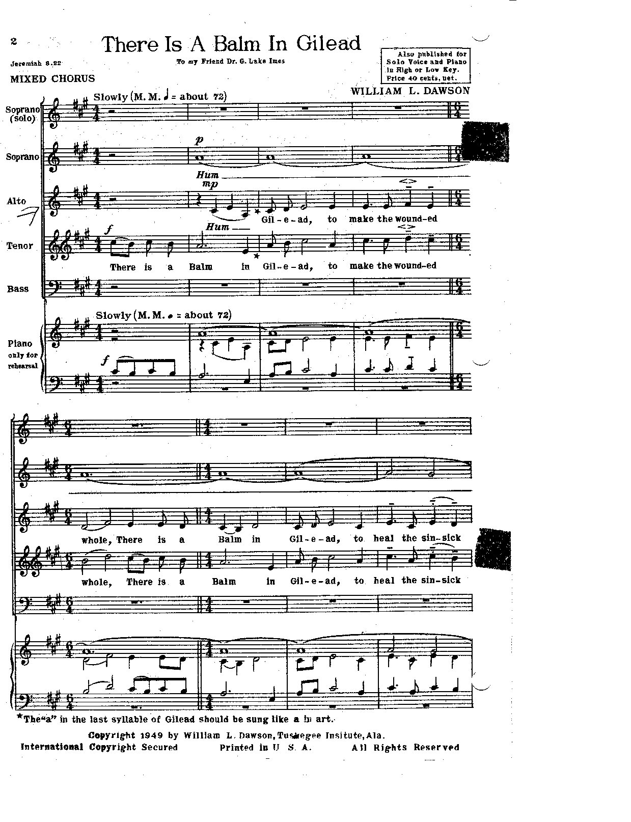There Is A Balm In Gilead - Download Choir Script PDF