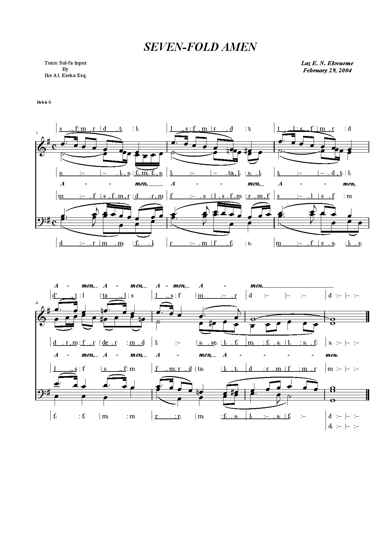 Great Amen - Download Choir Script PDF