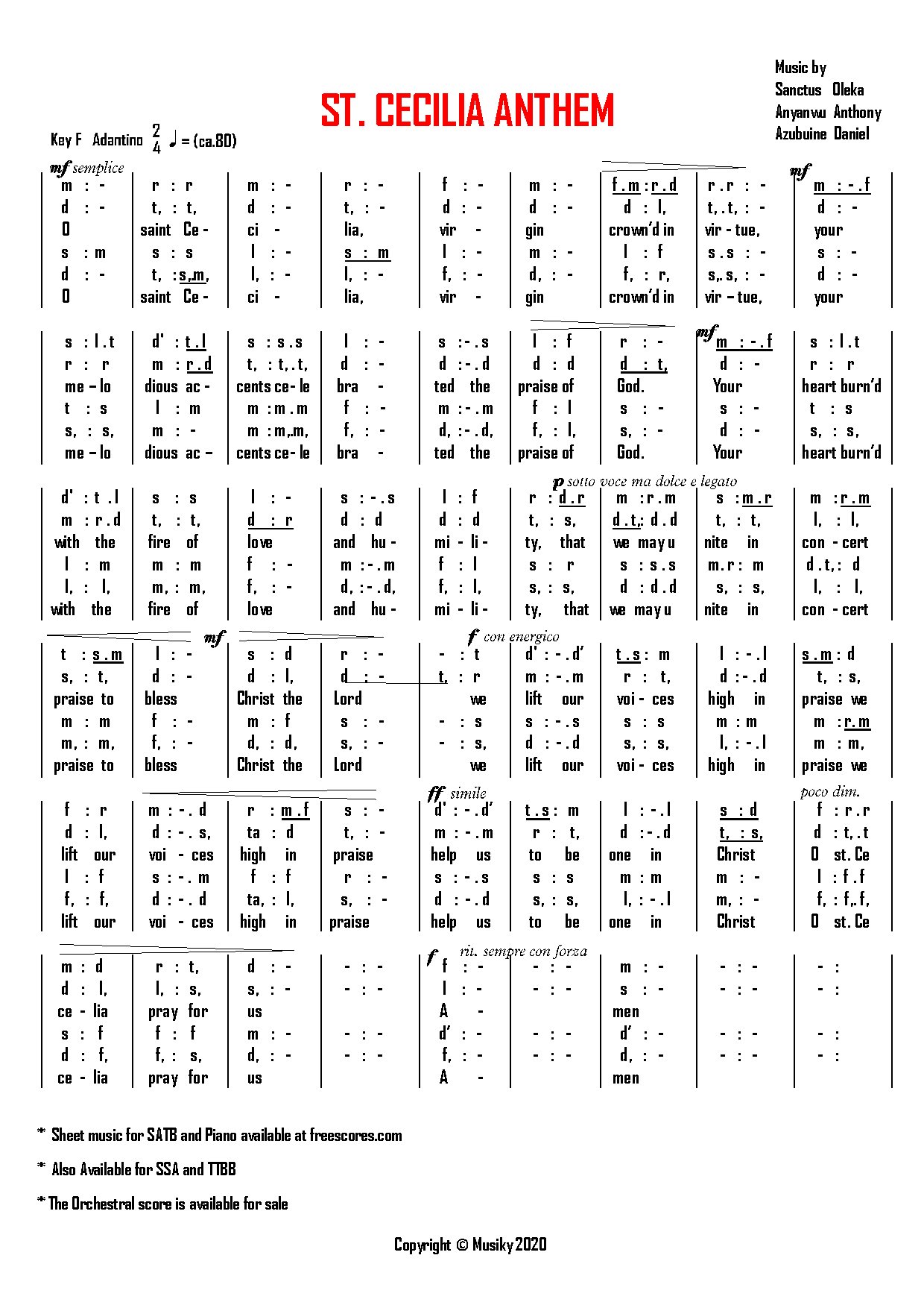 St. Cecilia Anthem Solfa