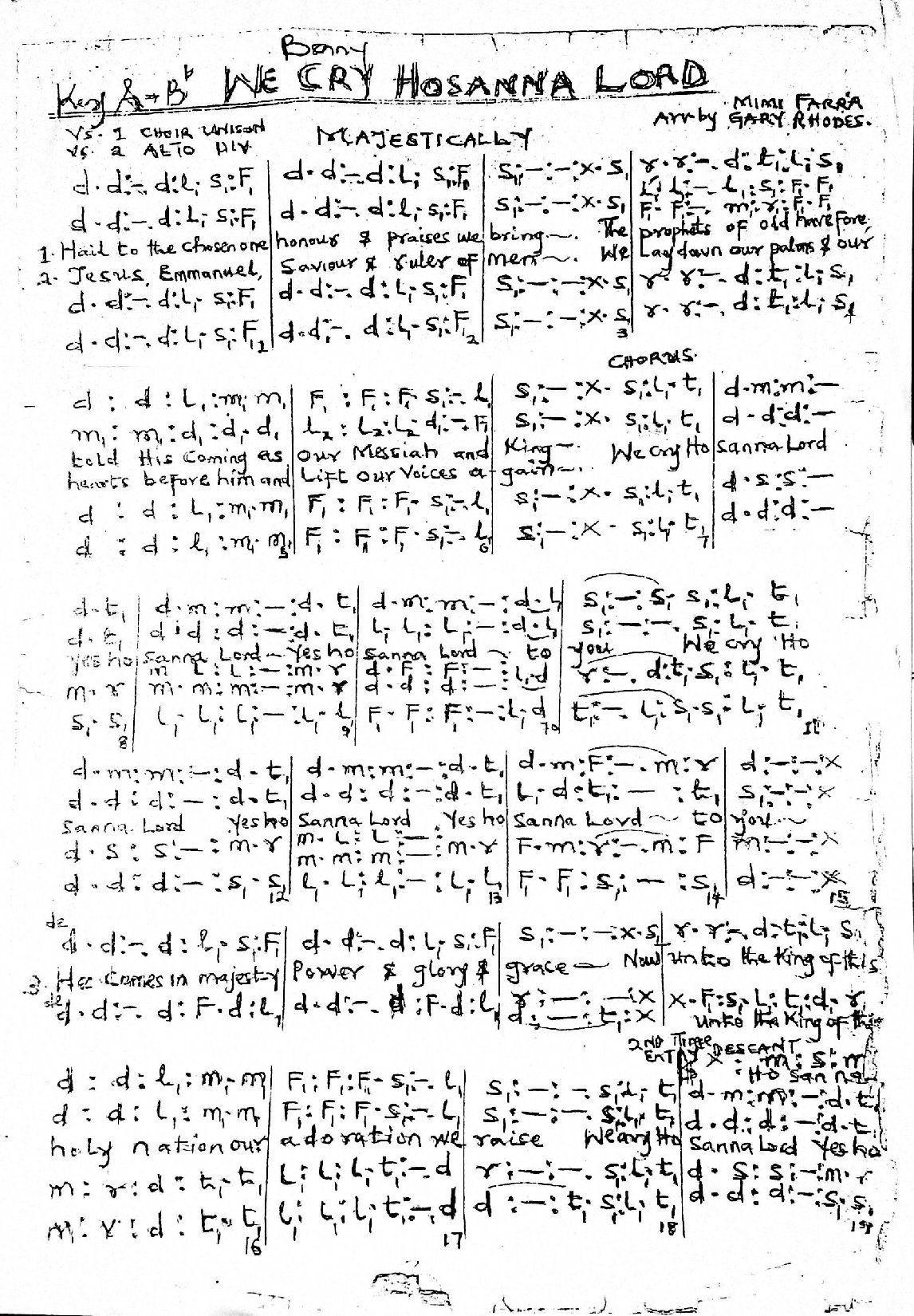 We Cry Hosanna - Download Choir Script PDF