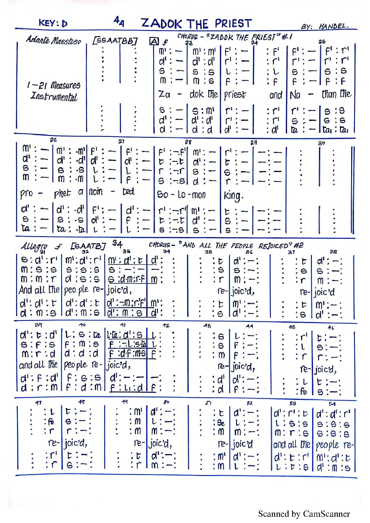 Zadok Tonic Solfa - Download Choir Script PDF