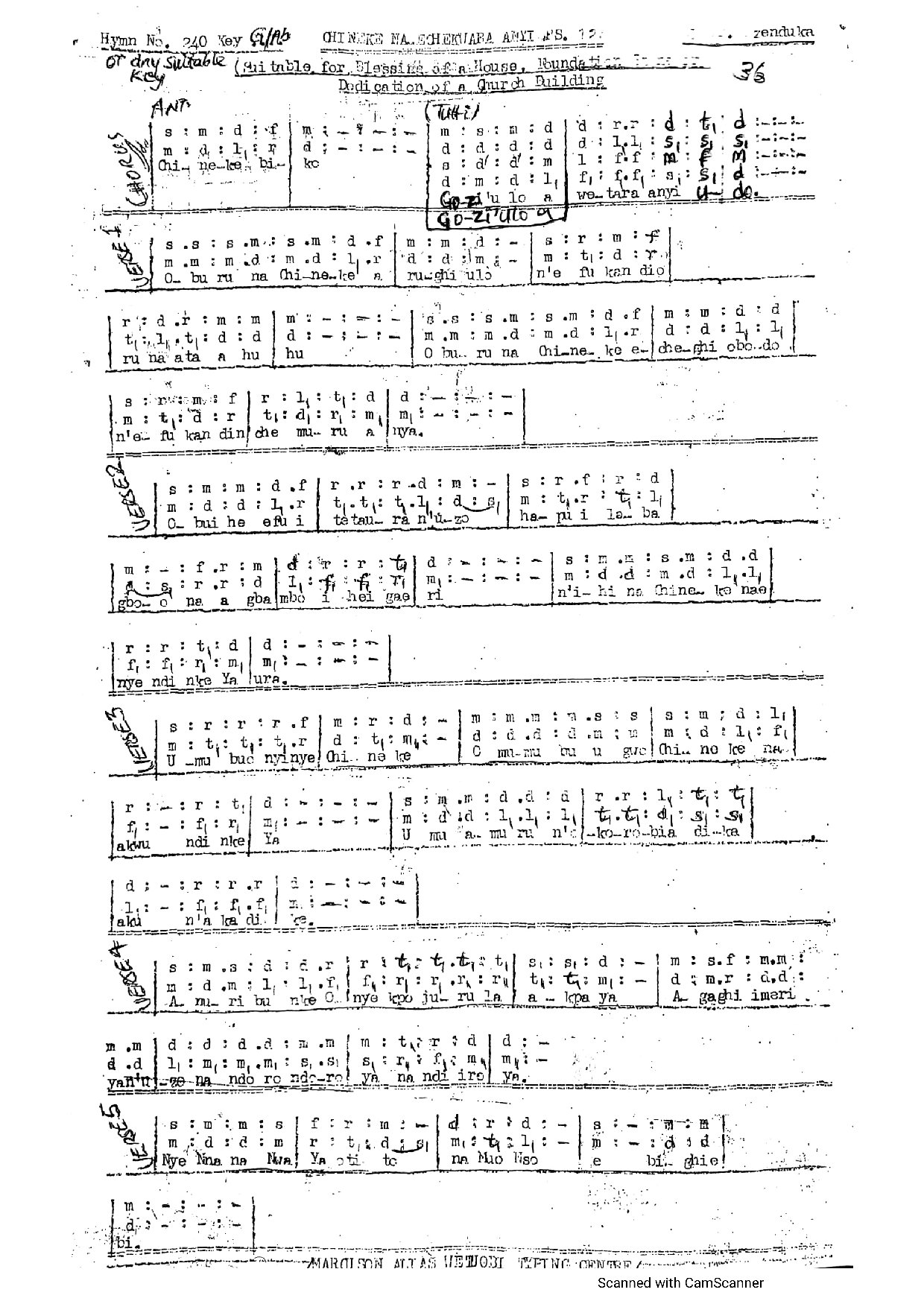 (Church or house dedication) Chineke N Echekwaba Anyi - Download Choir Script PDF