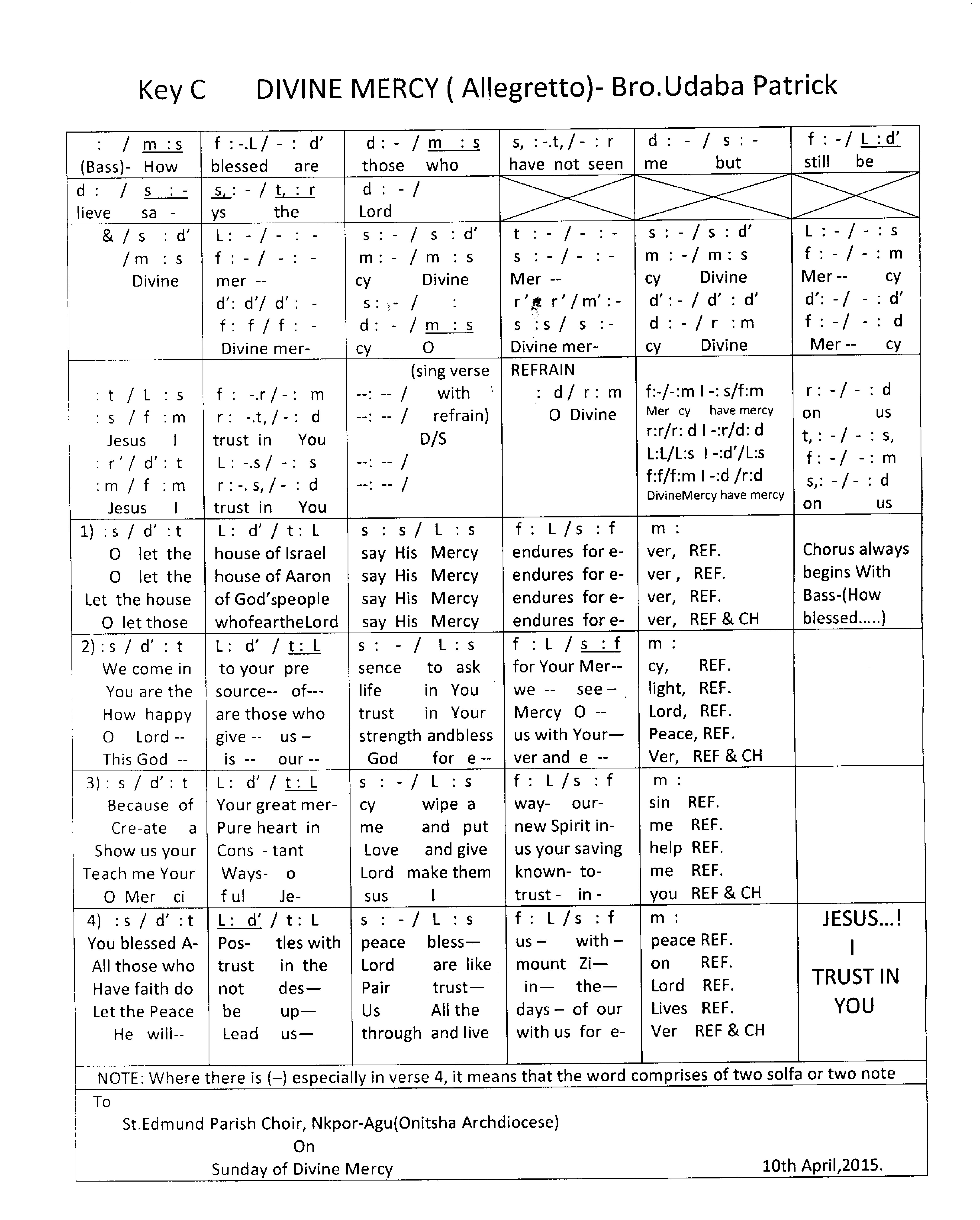 Divine Mercy - Download Choir Script PDF
