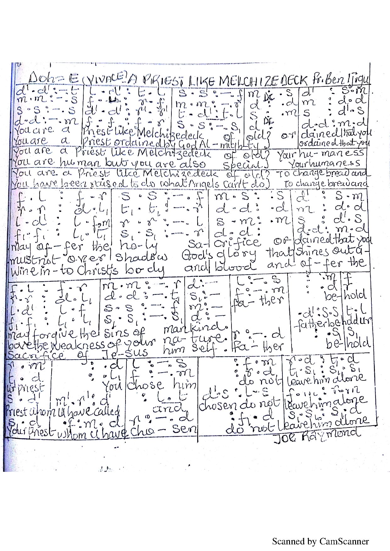 A Priest Like Melkizedek ~ Fr. Ben - Download Choir Script PDF