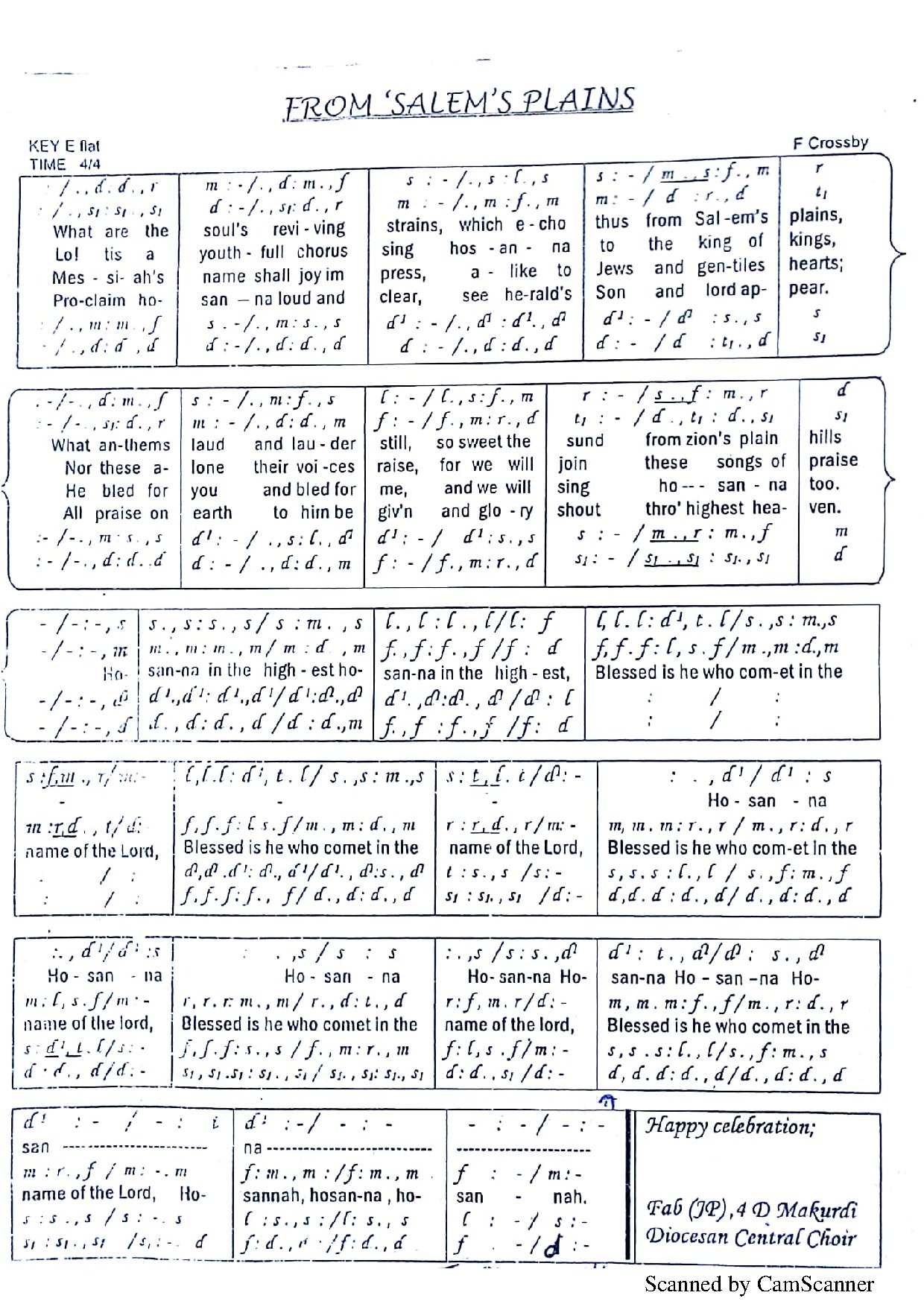 From Salem S Plains ~ F. Crossby - Download Choir Script PDF