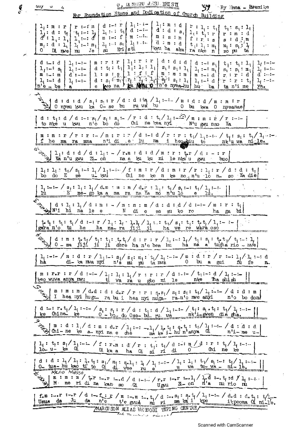 (Church dedication) O, Dinwenu Jesu Kristi - Download Choir Script PDF