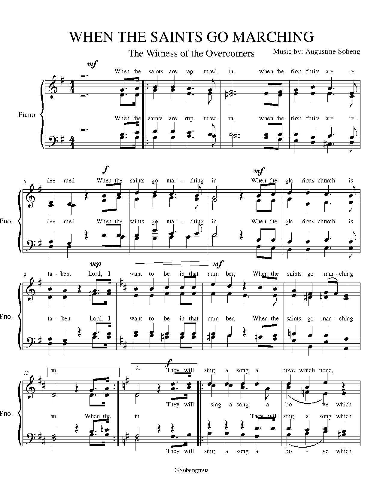 When The Saints By Augustine Sobeng - Download Choir Script PDF
