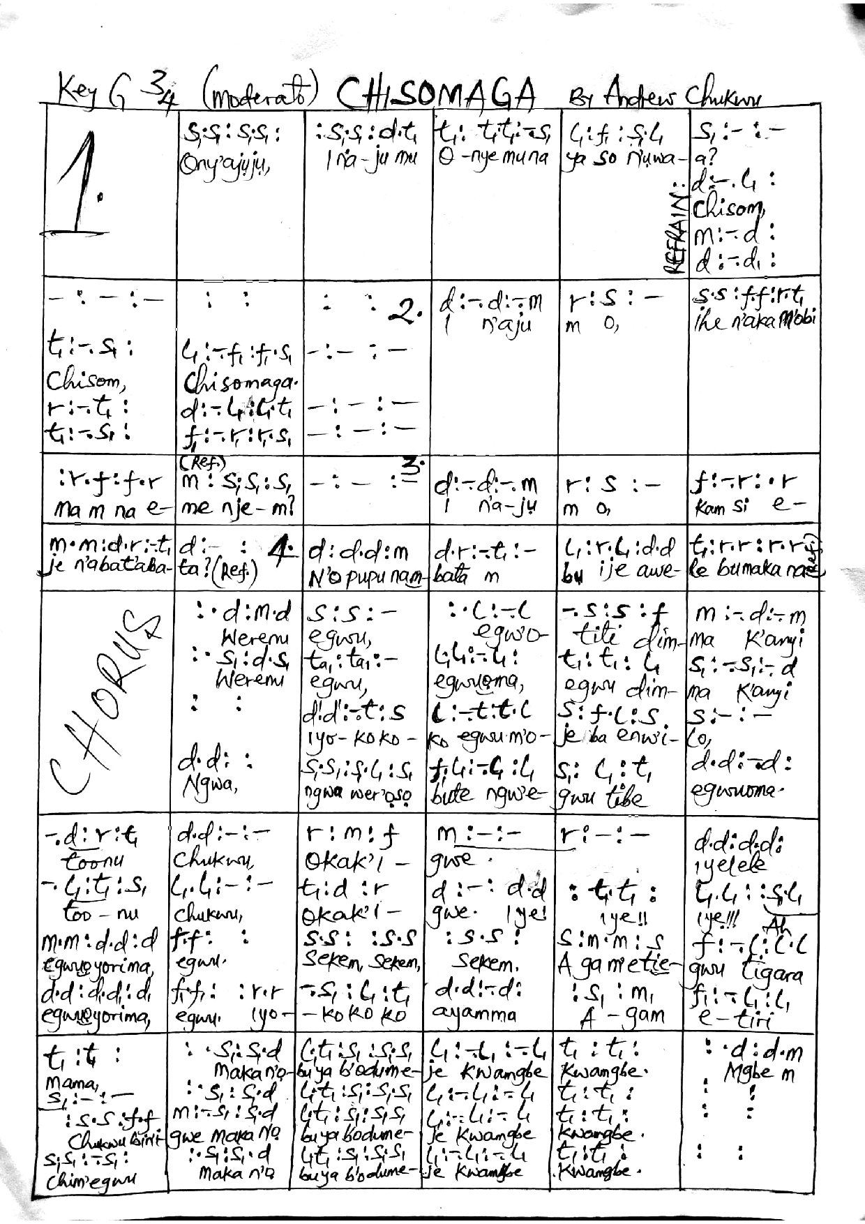 Chisomaga - Download Choir Script PDF