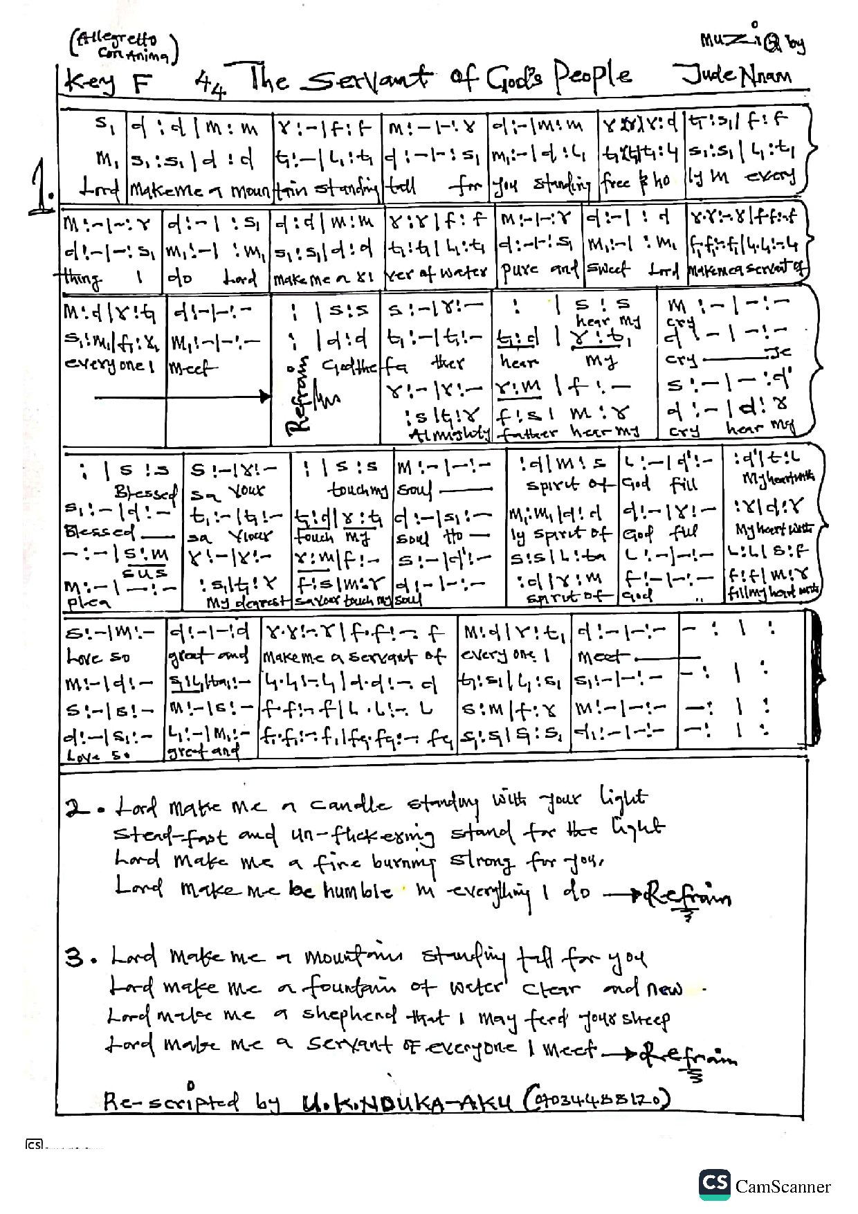 The Servant Of God S People By Jude Nnam - Download Choir Script PDF