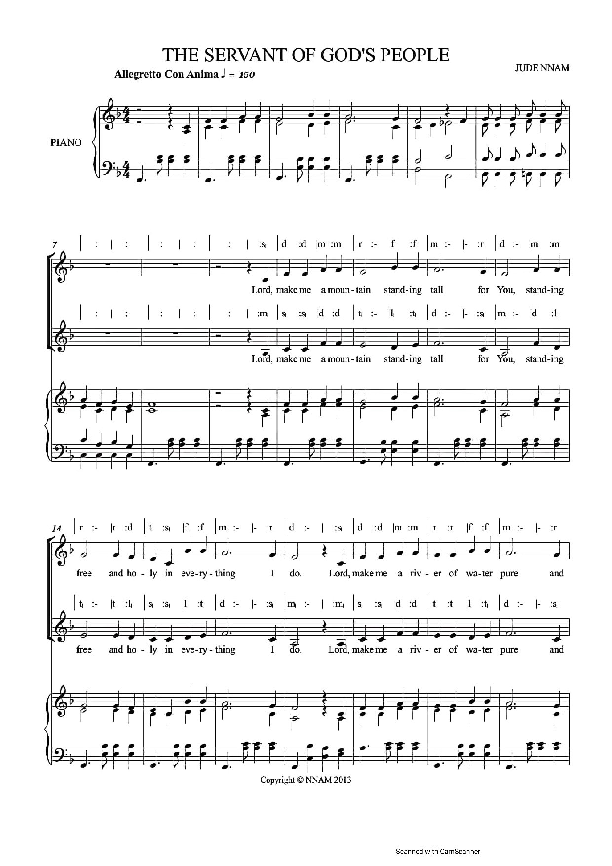 The Servant Of God S People ~ Jude Nnam - Download Choir Script PDF