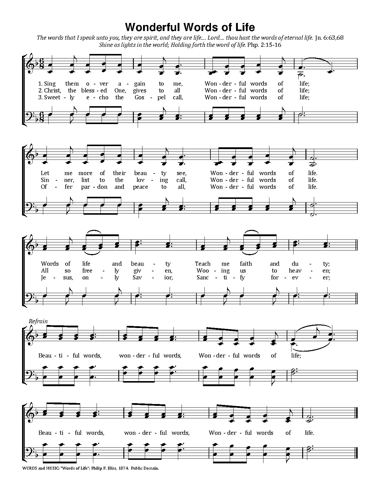 Wonderful Words Of Life - Download Choir Script PDF