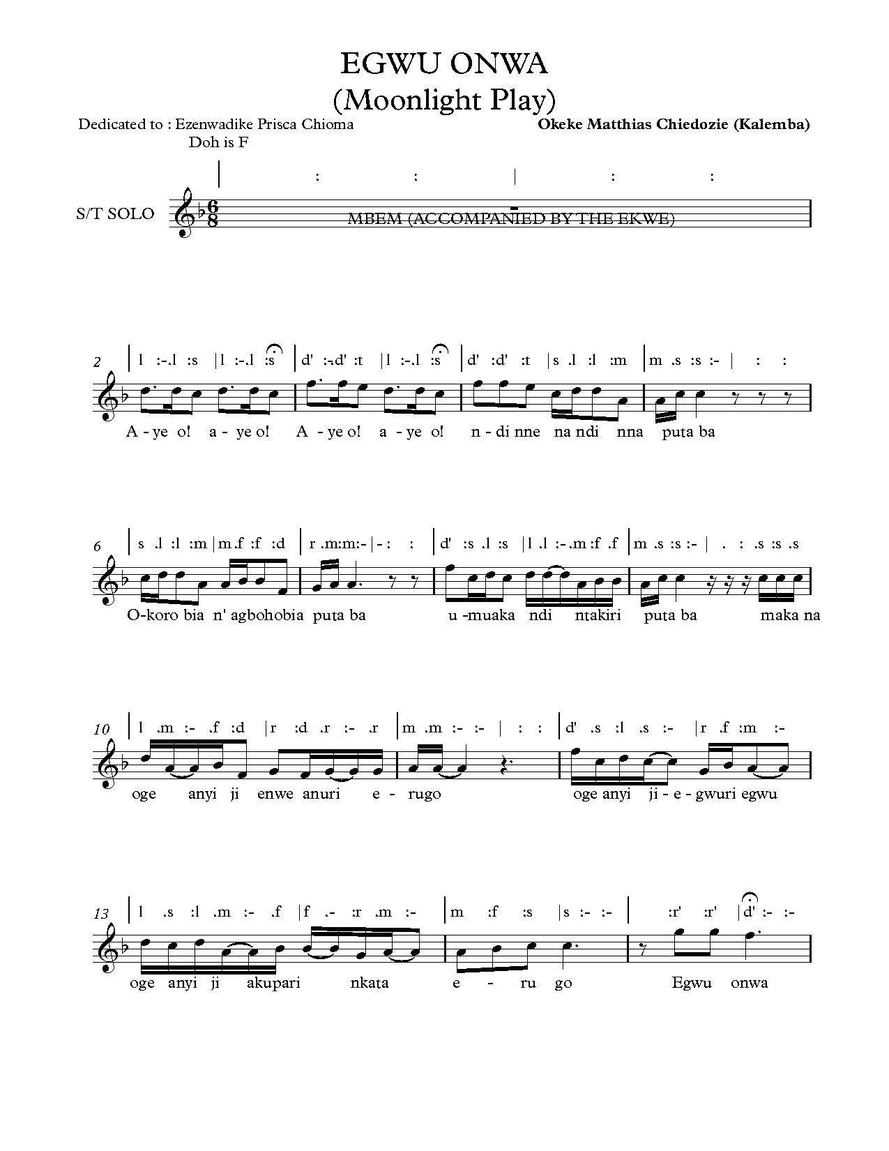 (Folk) Egwu Onwa By Matthias Kalemba