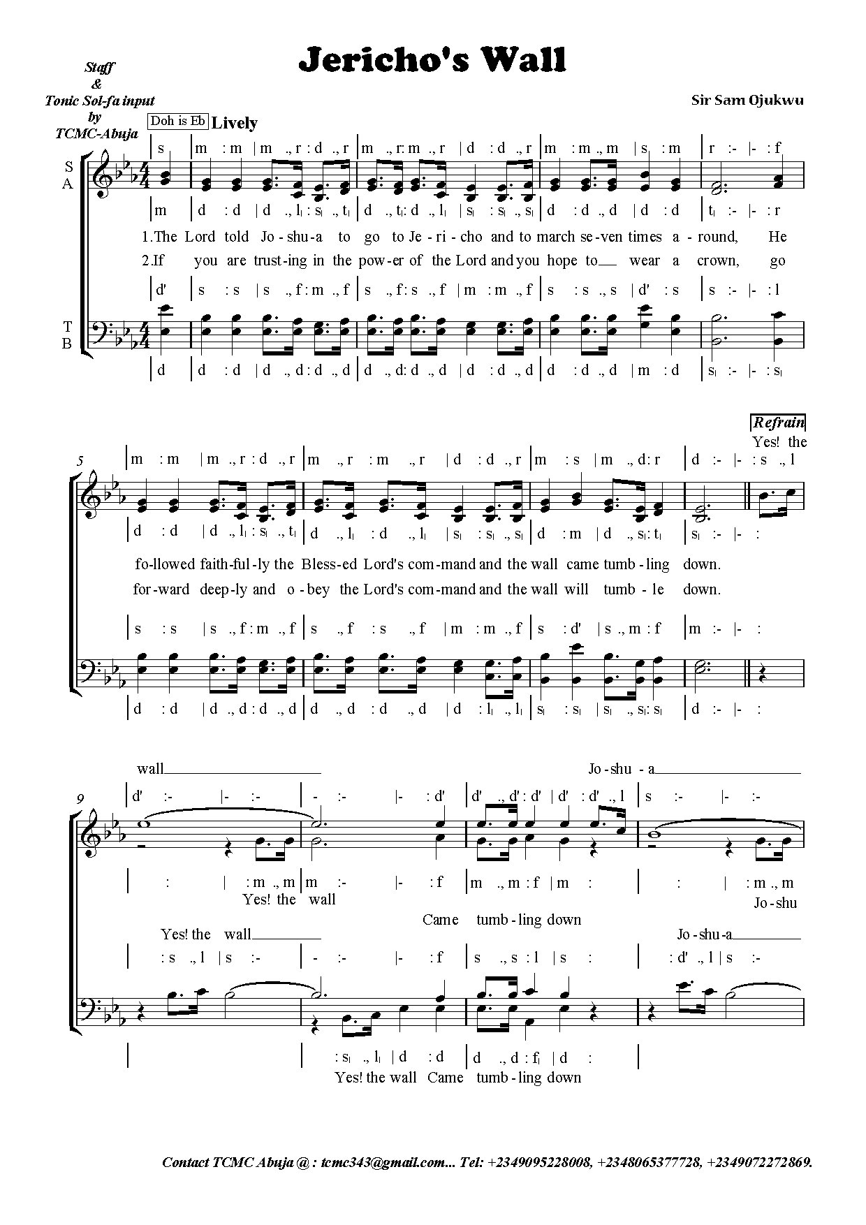 Jericho S Wall - Download Choir Script PDF