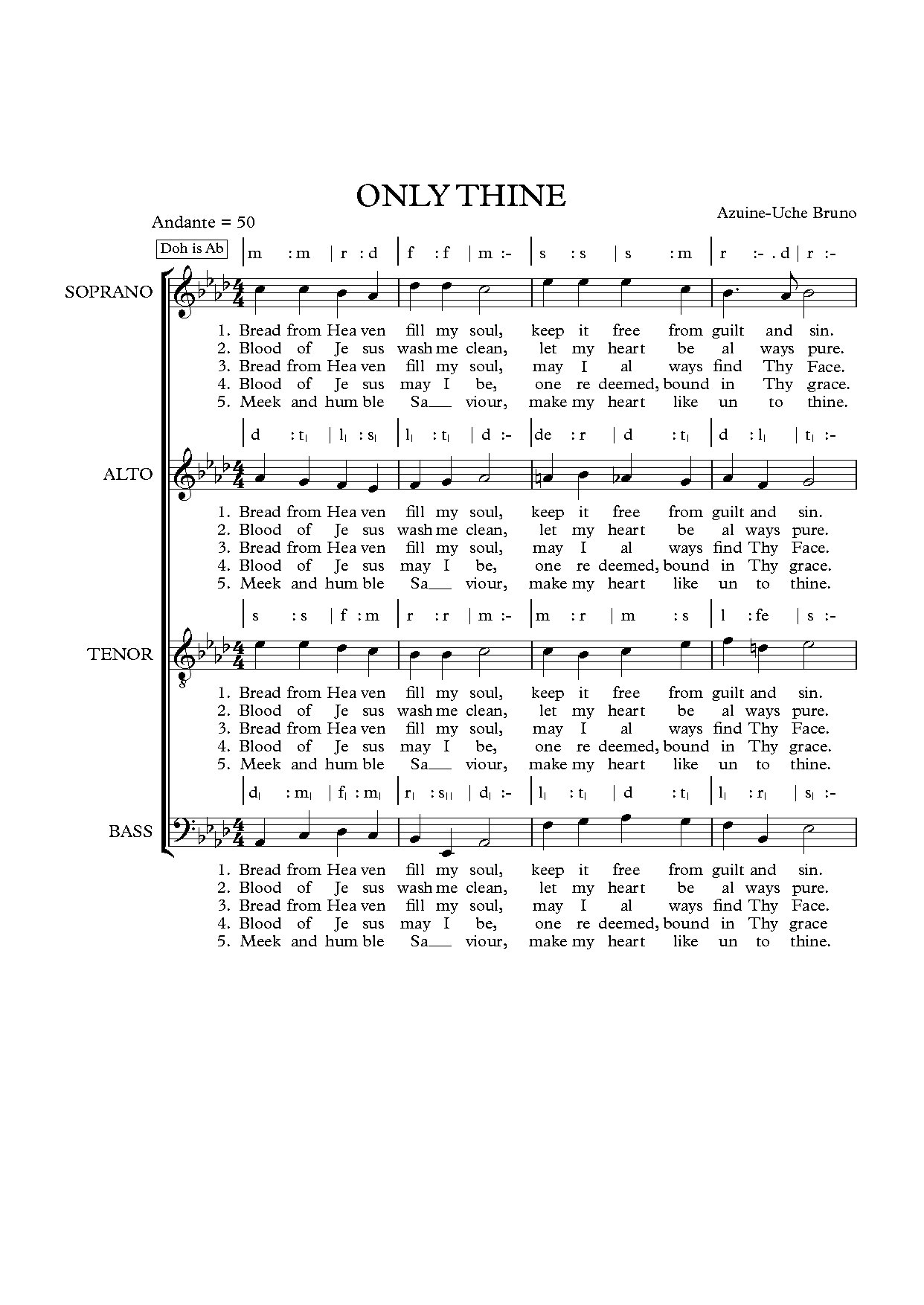 Only Thine - Full Score - Download Choir Script PDF