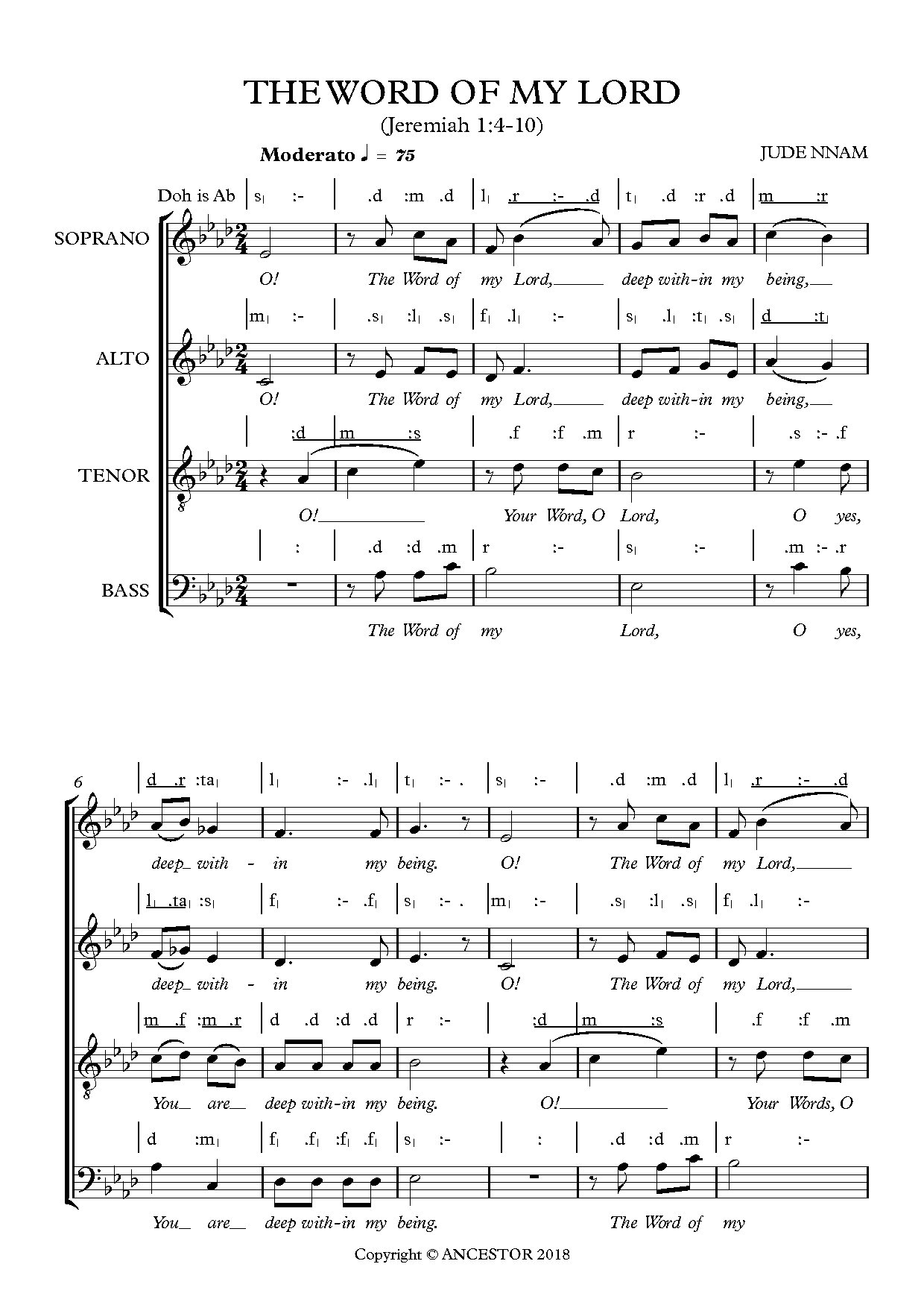 The Word Of My Lord (jer 1 4-10) - Download Choir Script PDF