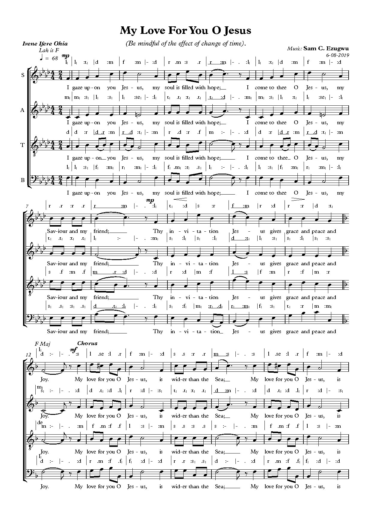My Love For You - Full Score - Download Choir Script PDF