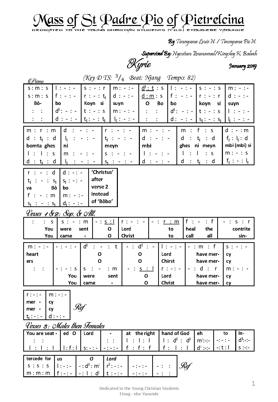 Mass Of St Padre Pio - Download Choir Script PDF