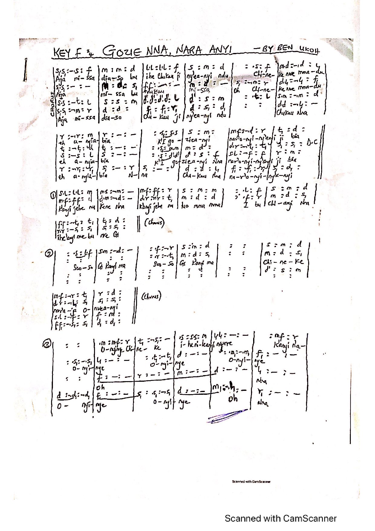 Gozie Nna Nara Anyi - Download Choir Script PDF