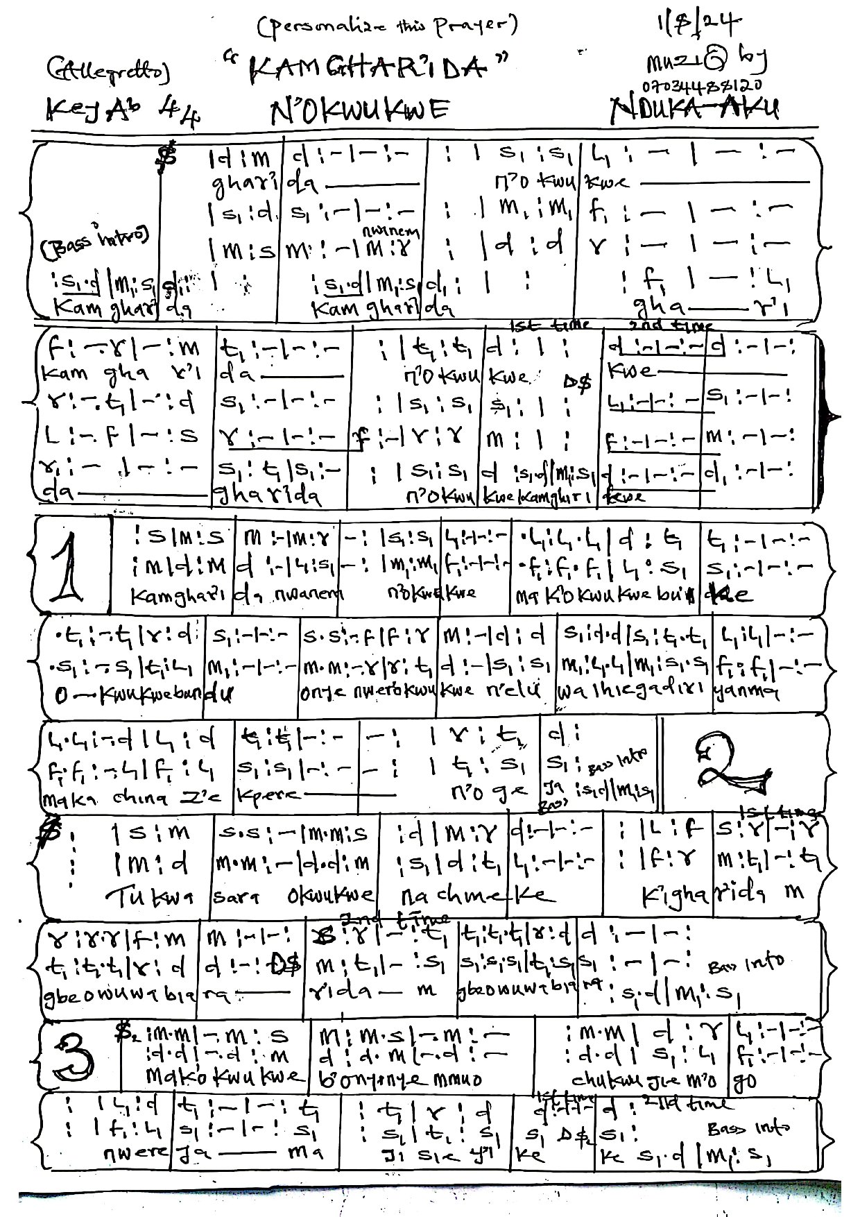Kamgharida By Ndk - Download Choir Script PDF