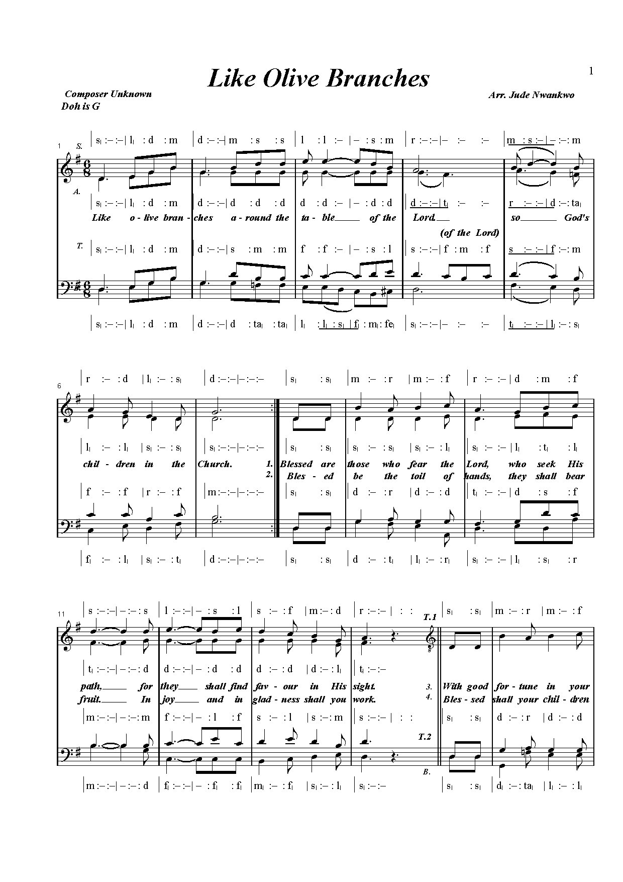 Like Olive Branches - Download Choir Script PDF