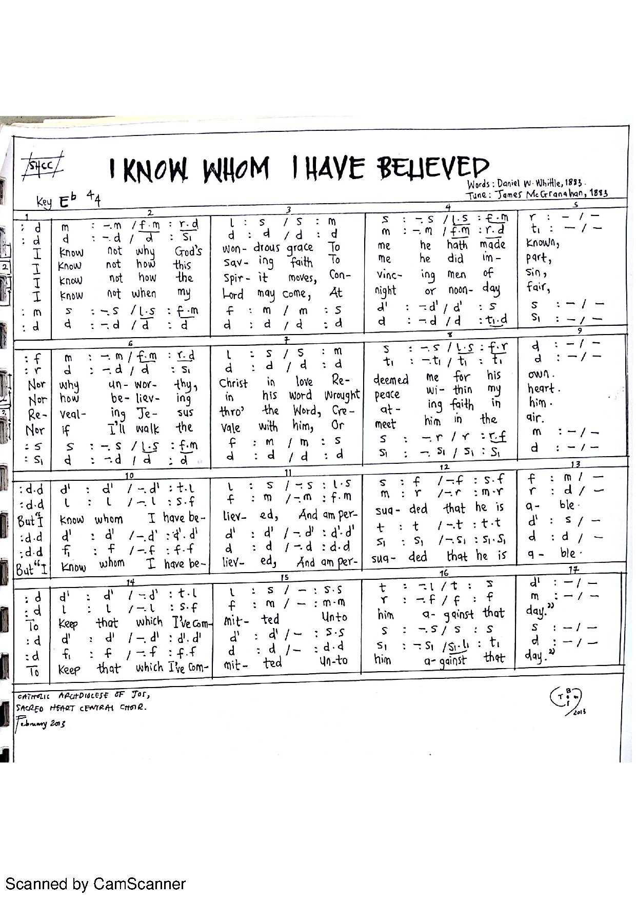 I Know Whom I Have Believed - Download Choir Script PDF