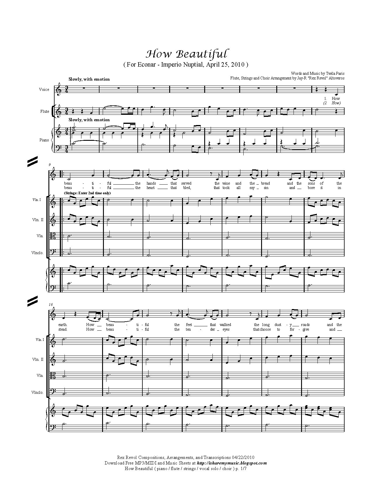 How Beautiful 1 - Download Choir Script PDF