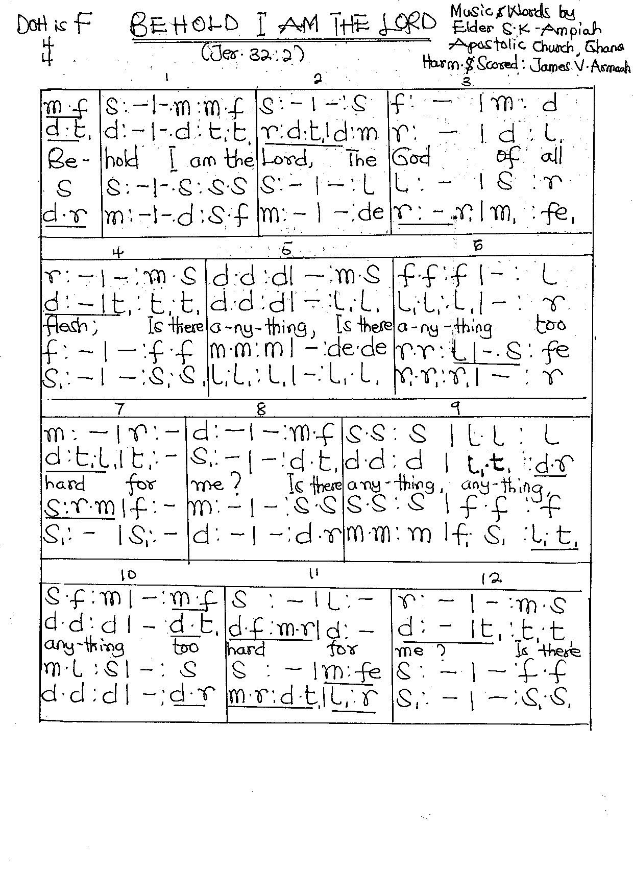 Behold I Am The Lord - Download Choir Script PDF