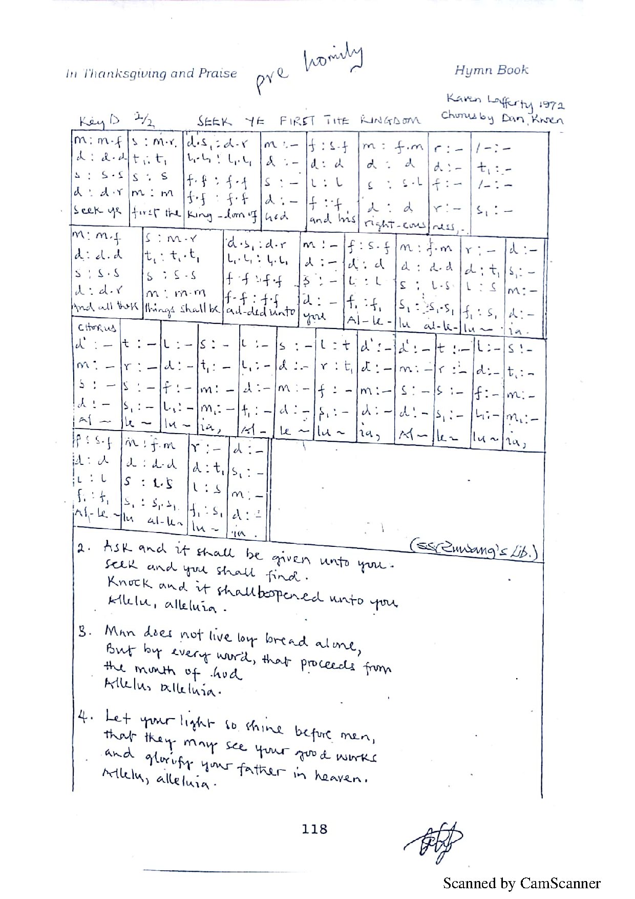 Seek Ye First The Kingdom - Download Choir Script PDF