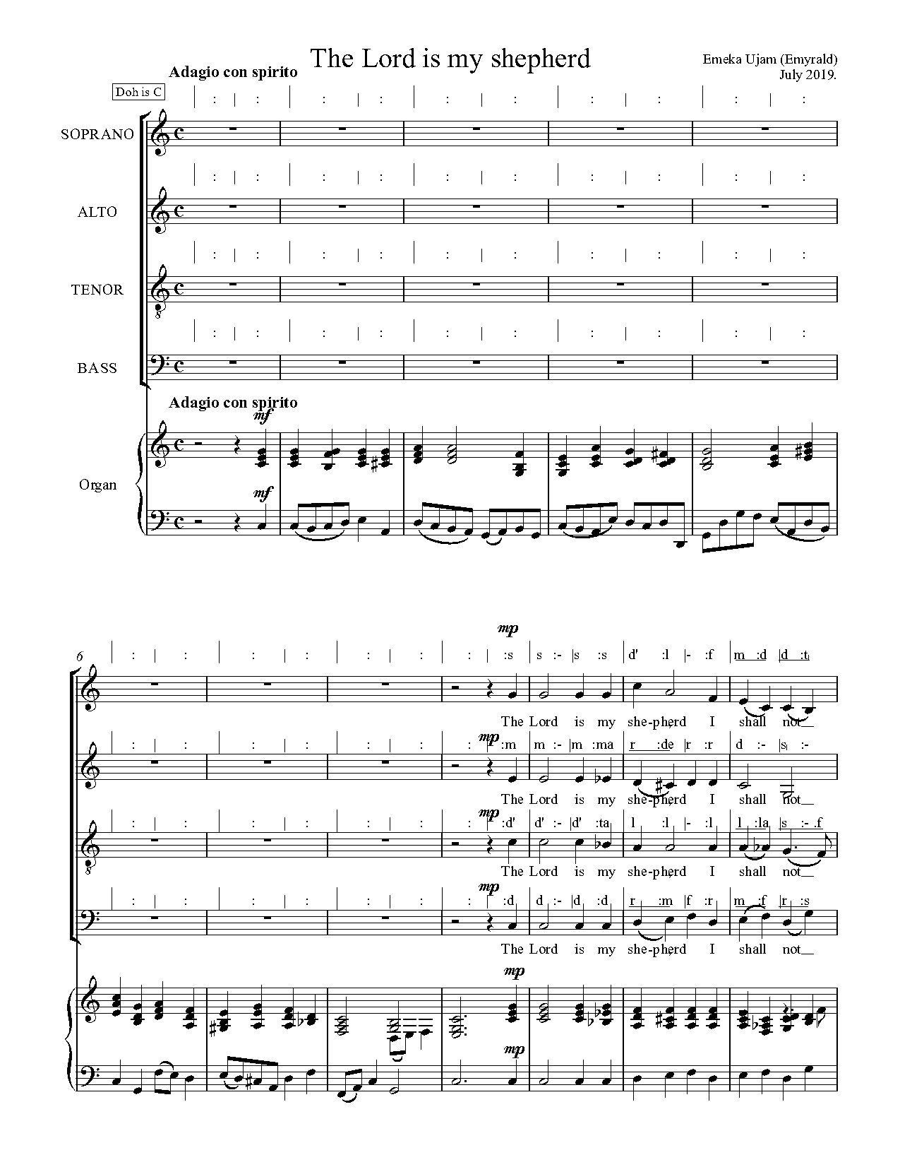 My Sheperd - Full Score - Download Choir Script PDF