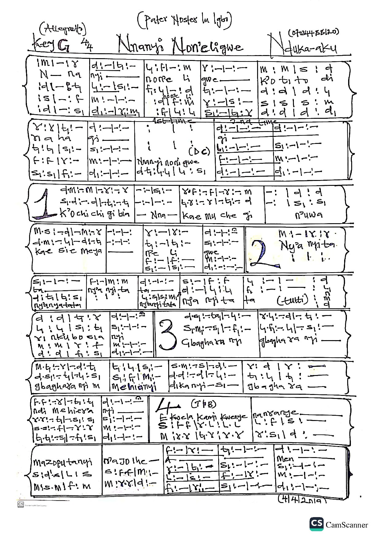 Pater Noster In Igbo Nigeria By Ndk - Download Choir Script PDF