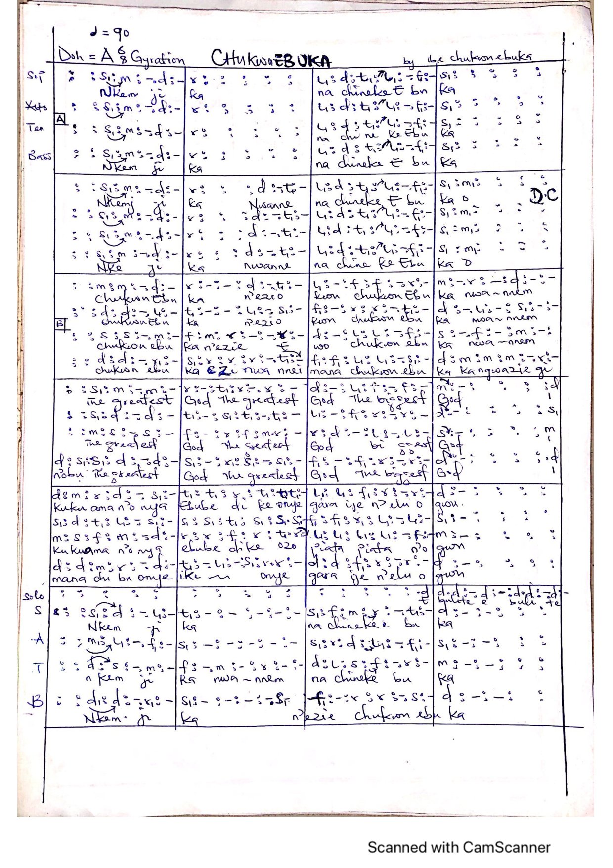 Chukwuebuka By Ibe Chukwuebuka.. - Download Choir Script PDF