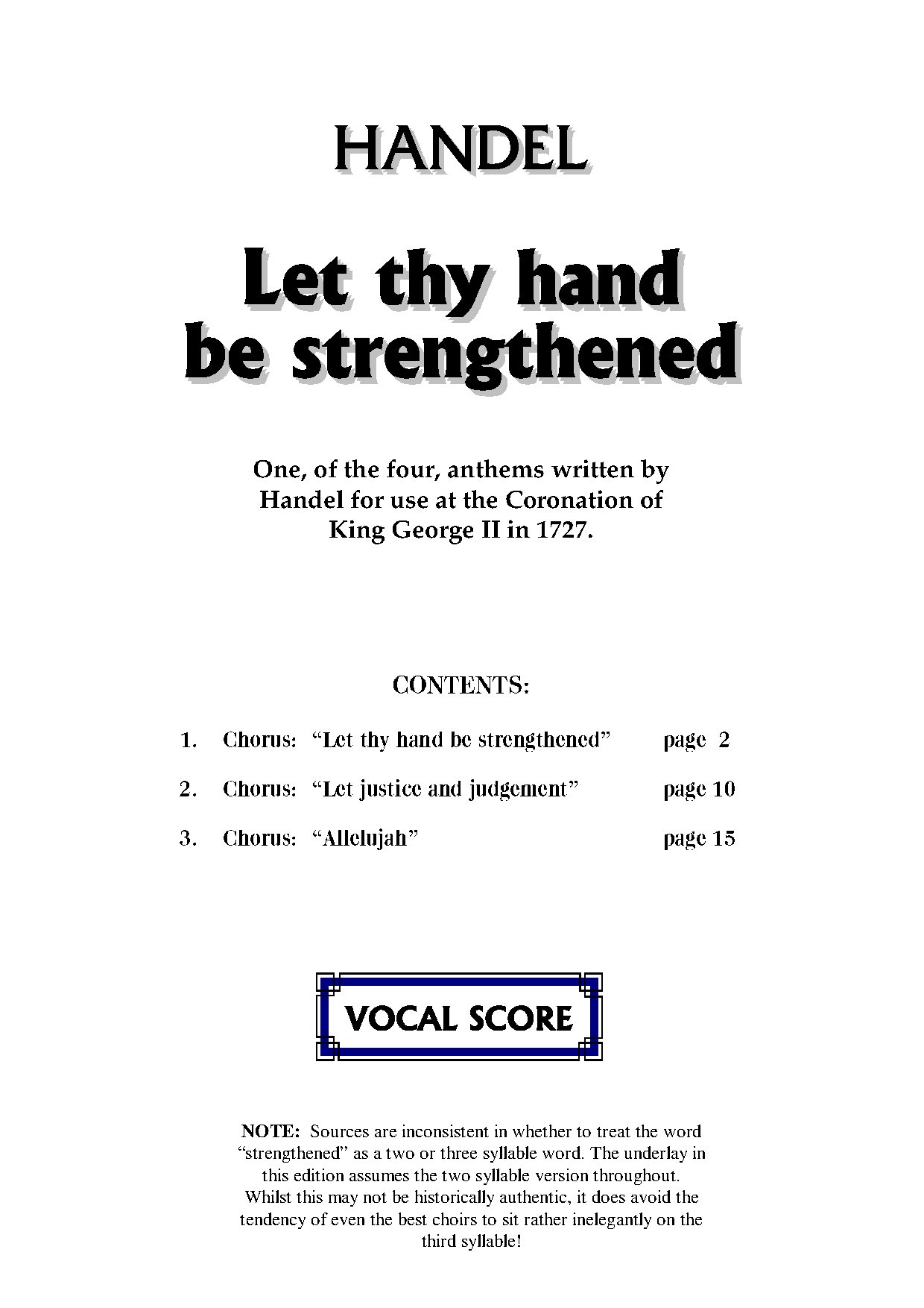 Coronation Let Thy Hand Be Strengthen