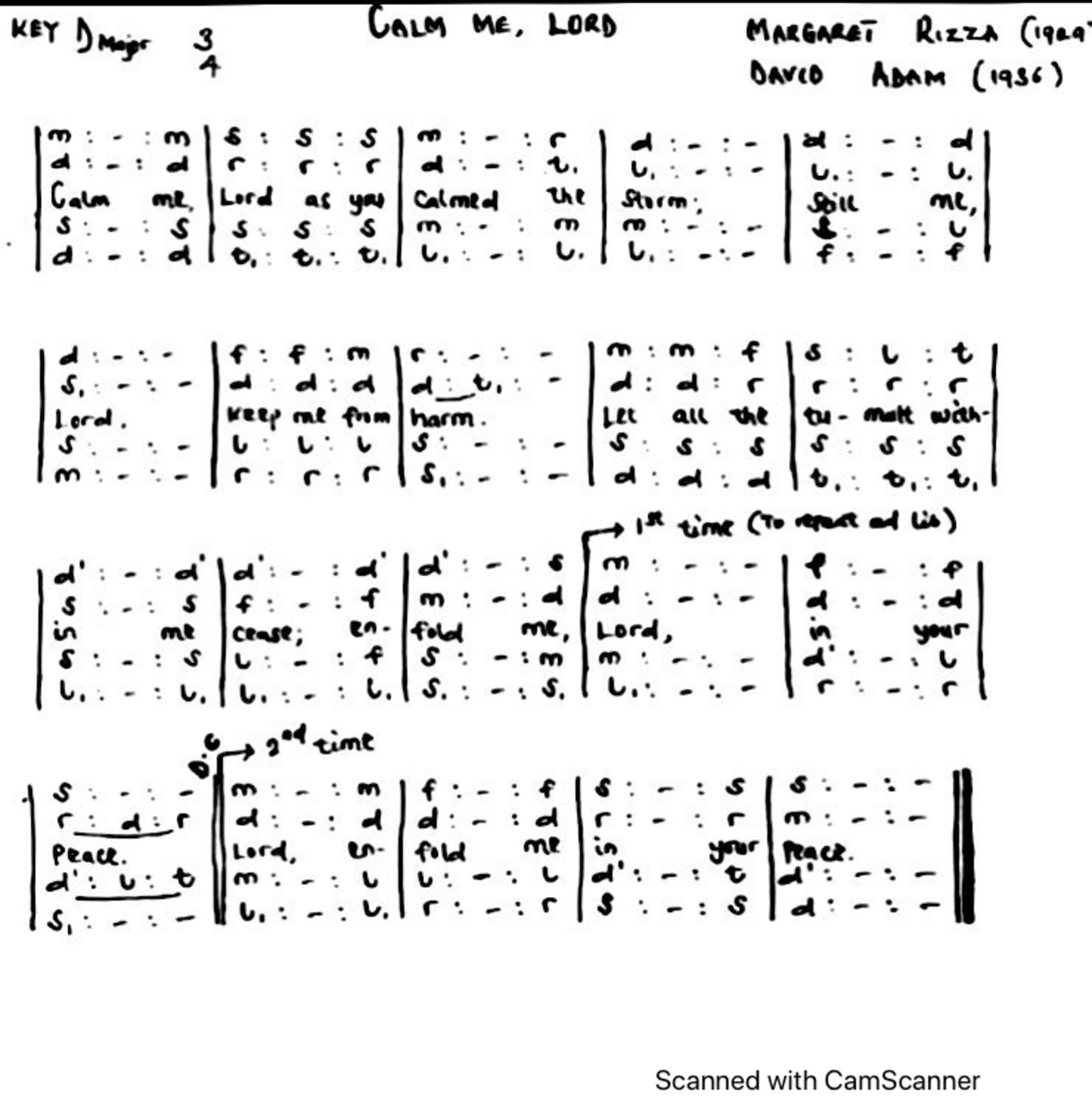 Calm Me Lord - Download Choir Script PDF