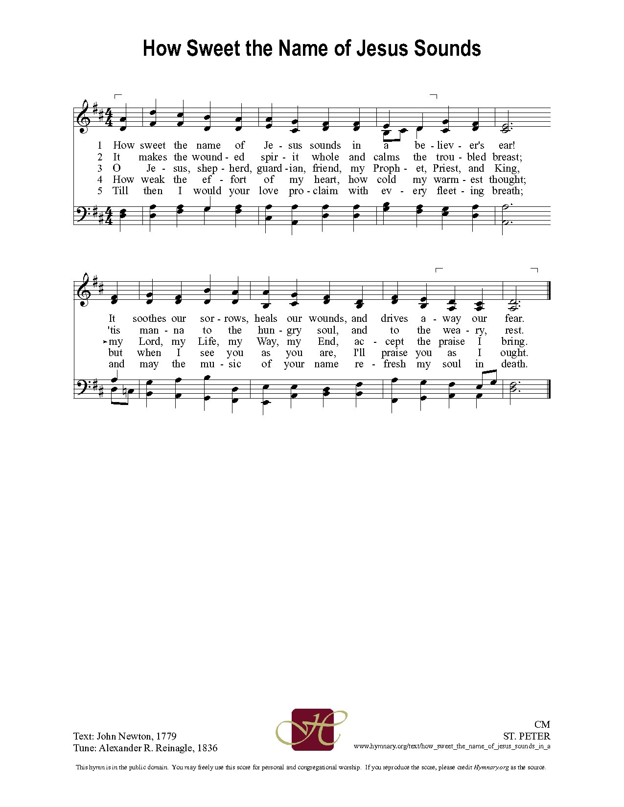 How Sweet The Name Of Jesus - Download Choir Script PDF