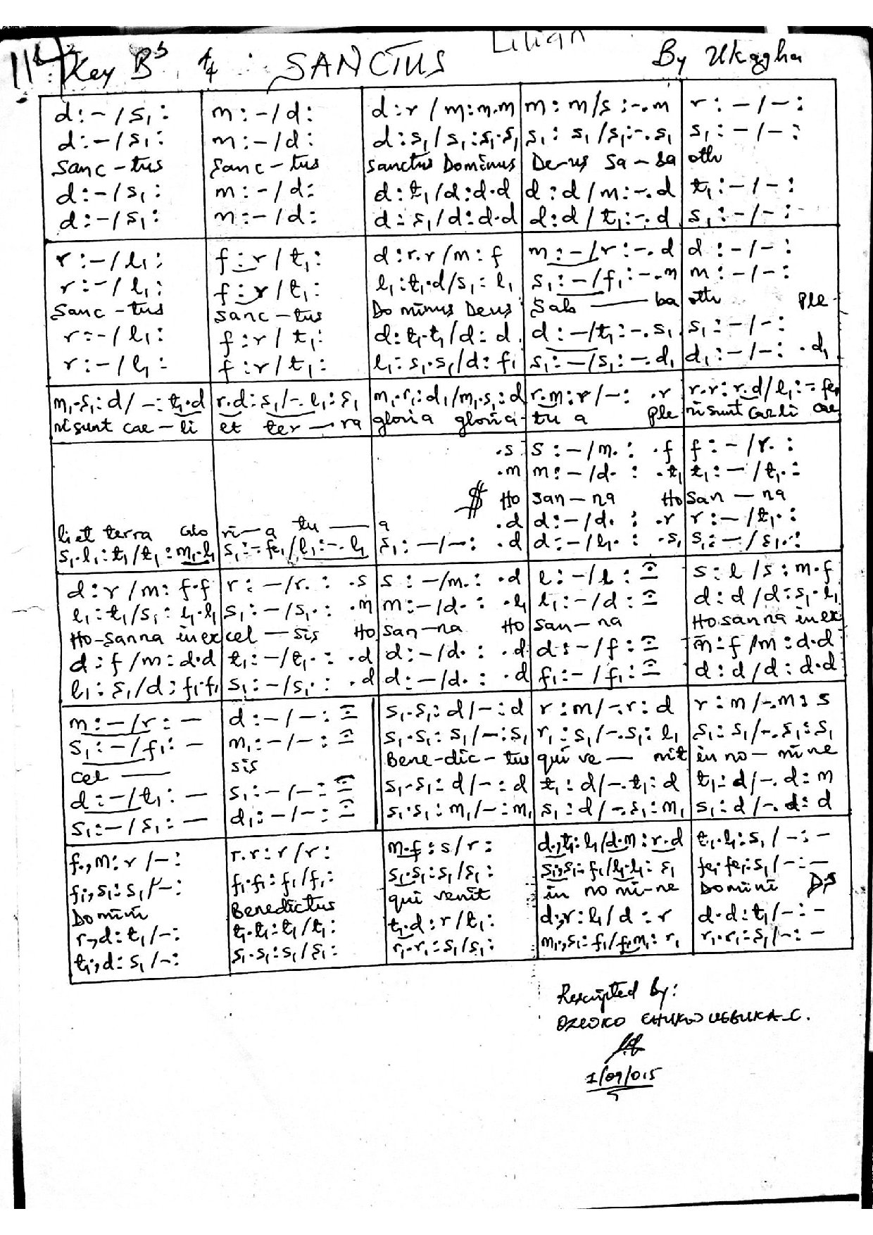 Sanctus By Ukagha - Download Choir Script PDF