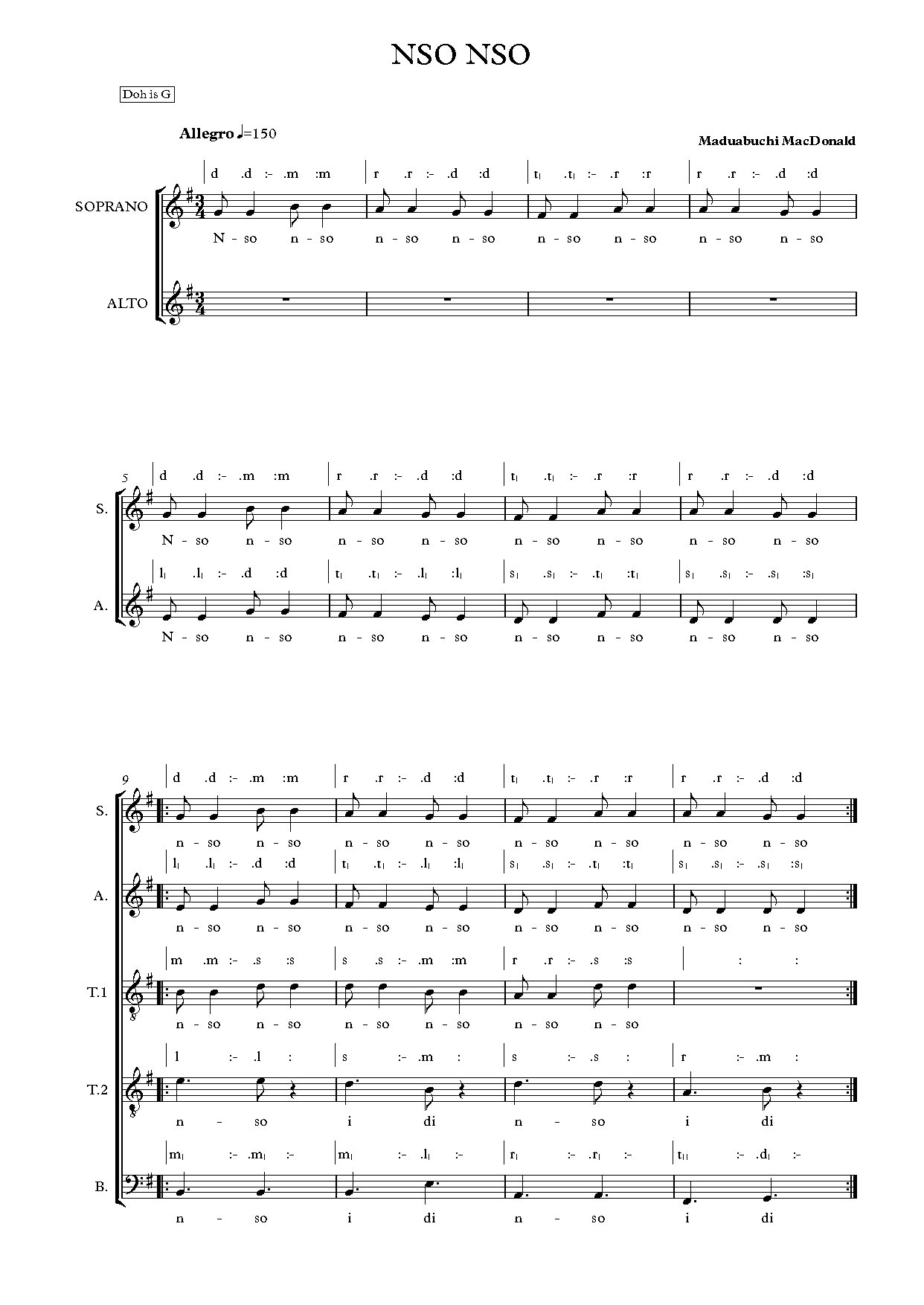 Nso Nso Nso - Mac Donald - Download Choir Script PDF