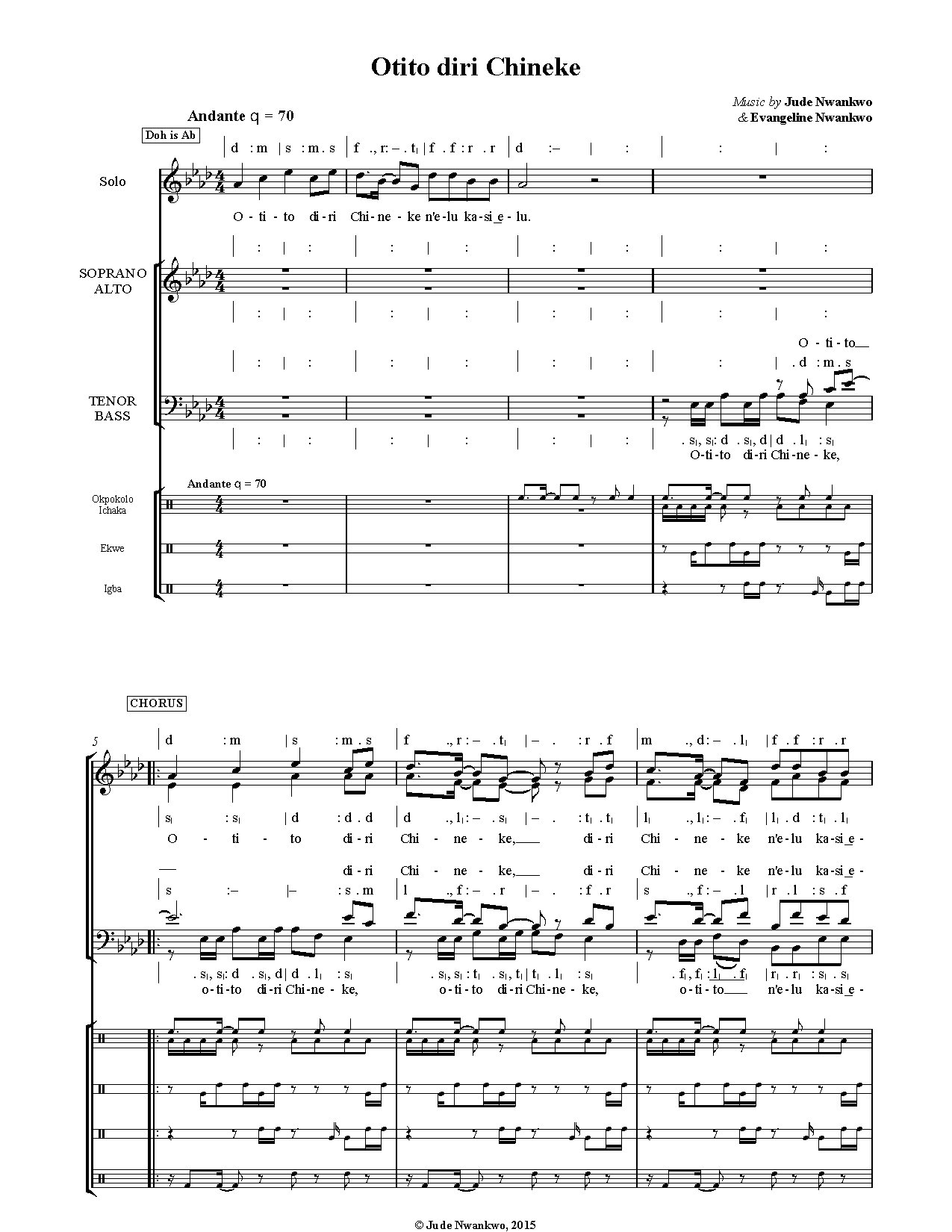 Otito Diri Chineke Jude Nwankwo - Download Choir Script PDF