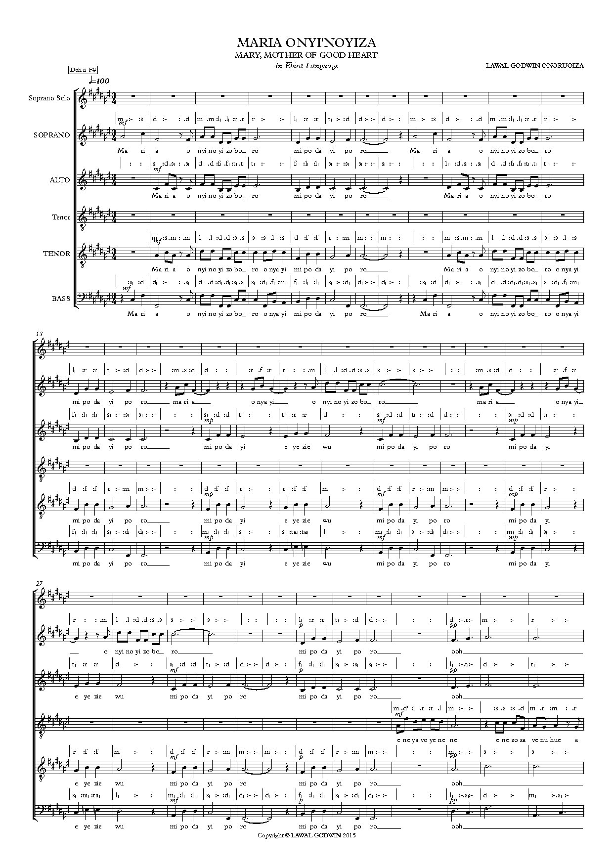 Maria Onyinoyiza Score