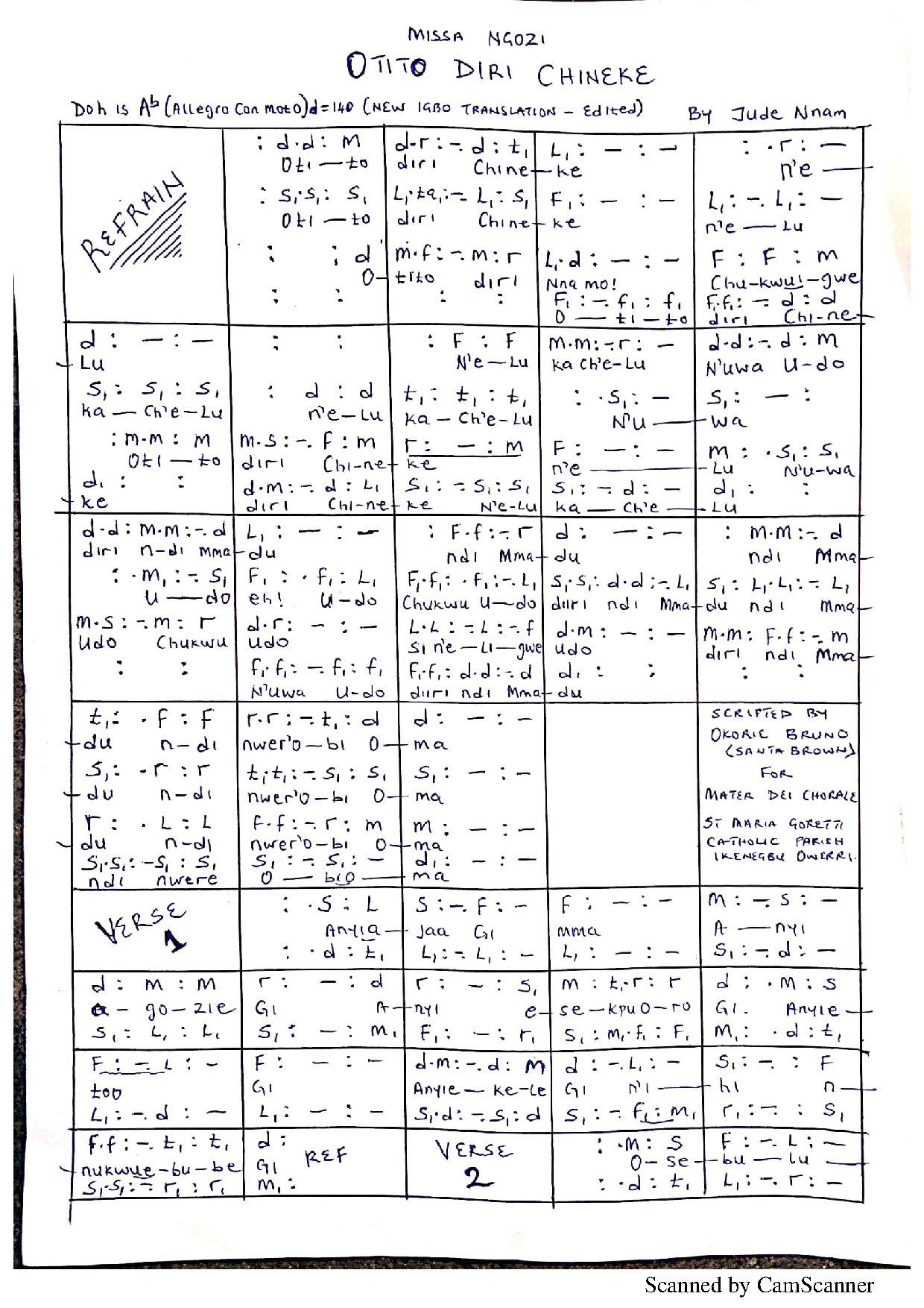 Otito Missa Ngozi - Download Choir Script PDF